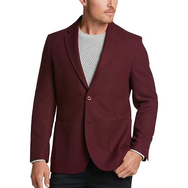 Nautica Men's Modern Fit Soft Jacket Burgundy Red Tweed - Size: 38 Short