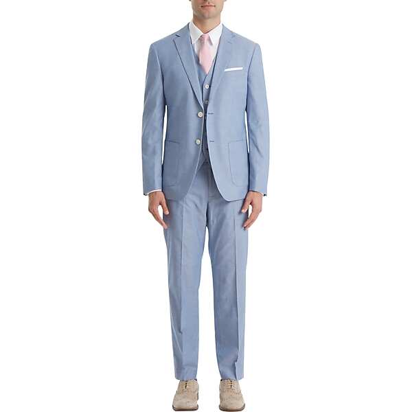 Lauren By Ralph Lauren Men's Classic Fit Suit Separates Pants Light Blue Chambray - Size: 40W x 30L