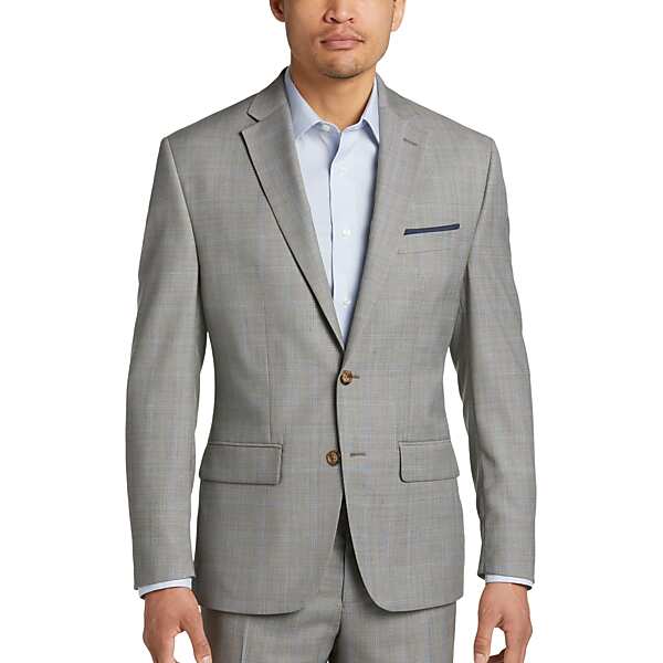 Lauren By Ralph Lauren Classic Fit Men's Suit Gray & Blue Windowpane - Size: 48 Short