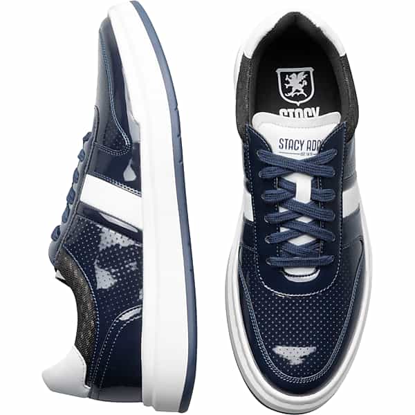 Stacy Adams Men's Cashton Perforated Sneakers Navy Patent - Size: 10.5 D-Width