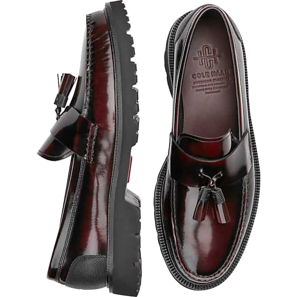 Cole Haan Men's American Classics Box Leather Tassel Loafers Burgundy Red - Size: 8.5 D-Width