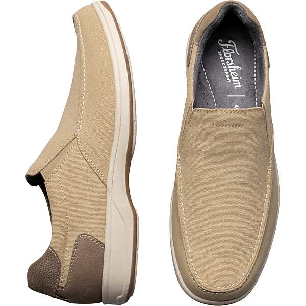 Florsheim Men's Lakeside Canvas Moc Toe Shoes Sand - Size: 12 WIDE
