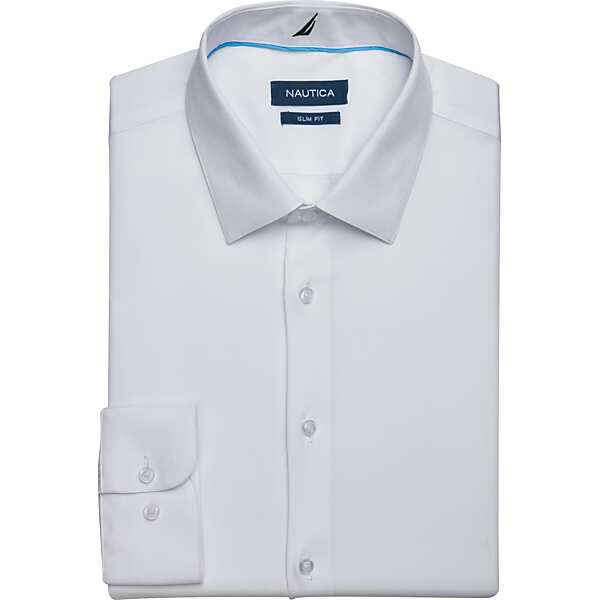 Nautica Men's Slim Fit Four-Way Stretch Dress Shirt White - Size: 17 1/2 32/33