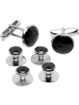 Black/Silver Stud & Cufflink Set (8800B/S)