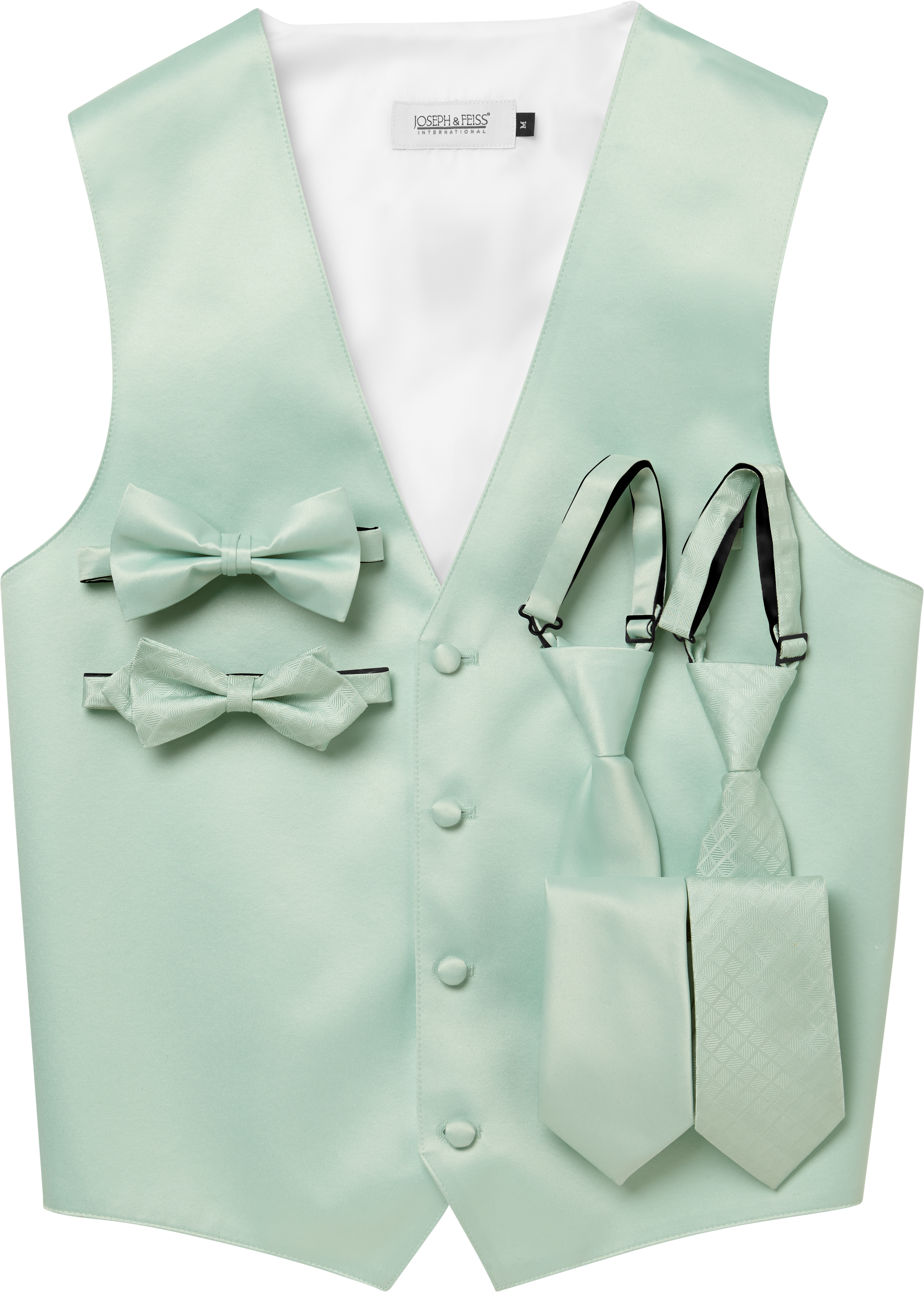 Medium Mens Green Monaco Mint Zelente Wedding Prom Fullback Tuxedo Vest w/ Tie 