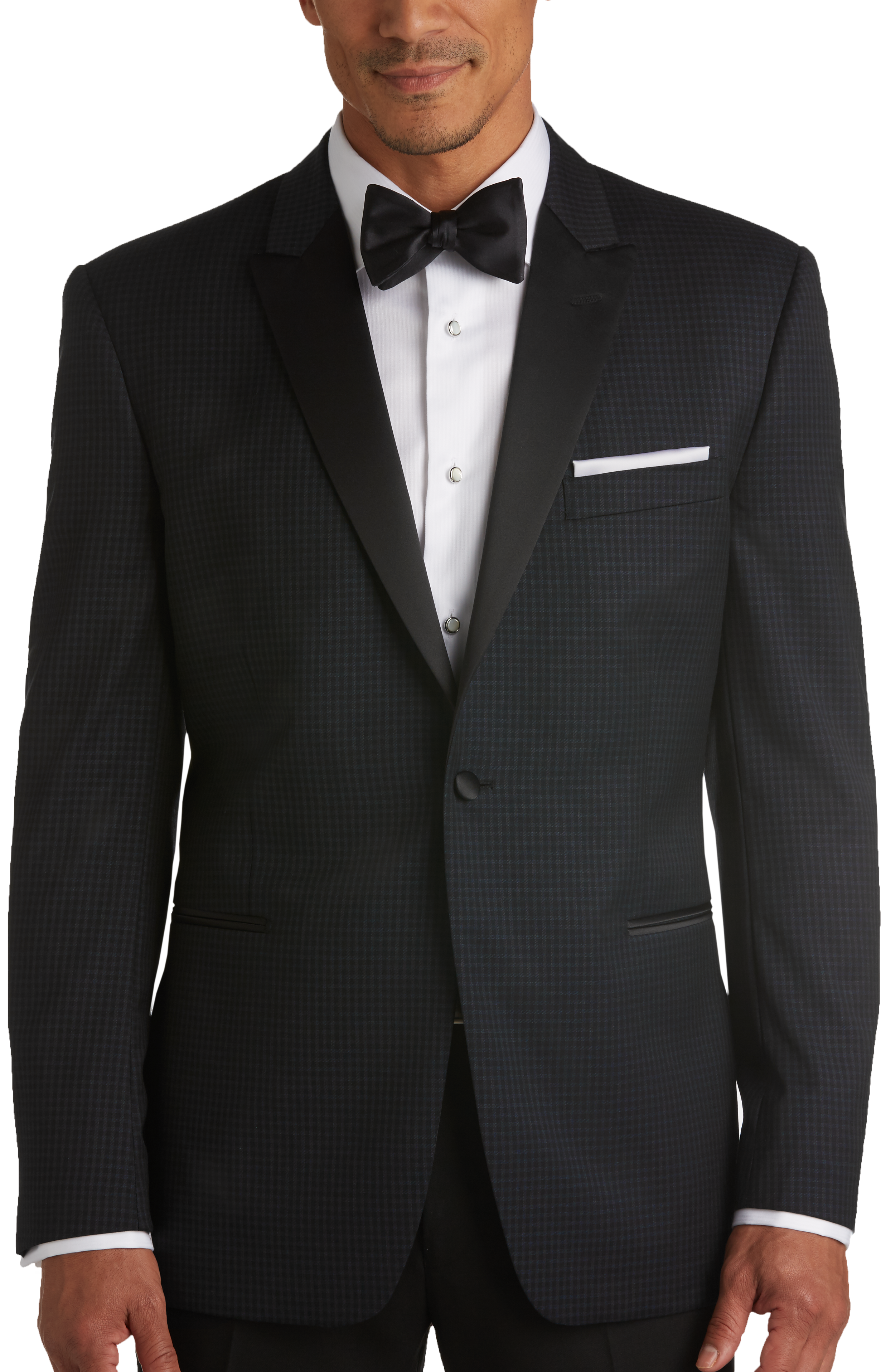 Egara Navy Check Slim Fit Dinner Jacket - Men's Suits | Men's Wearhouse