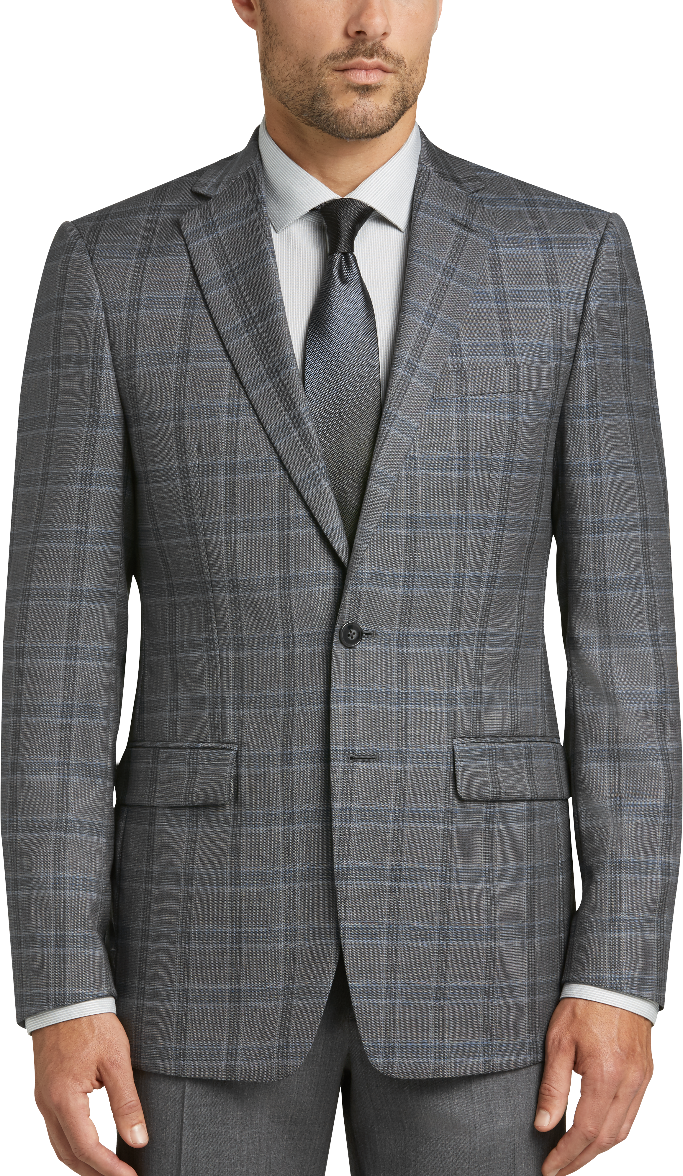 Calvin Klein Gray Plaid Slim Fit Sport Coat - Men's Sport Coats | Men's ...