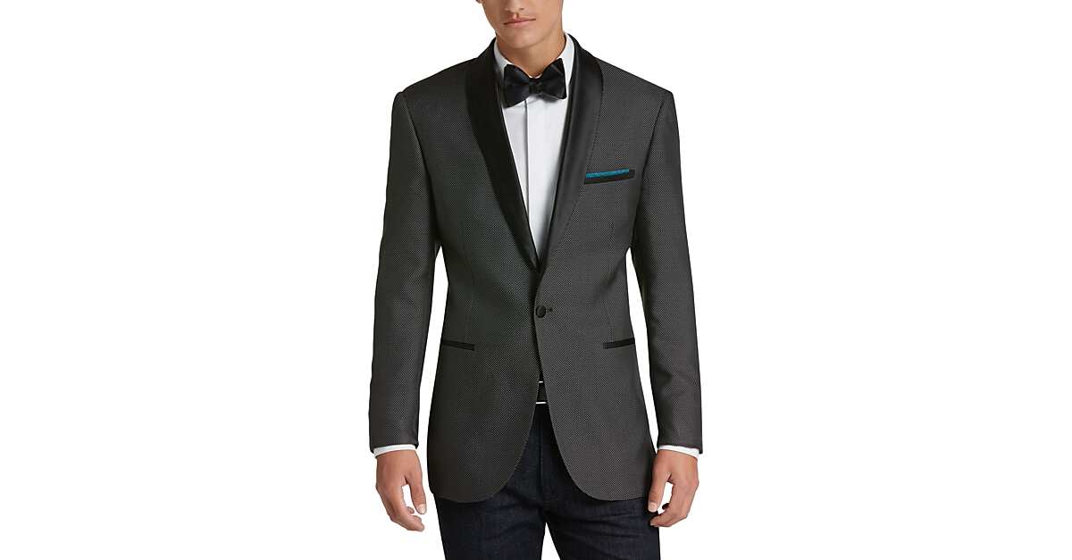 Egara Black & White Dot Slim Fit Dinner Jacket - Men's Suits | Men's ...