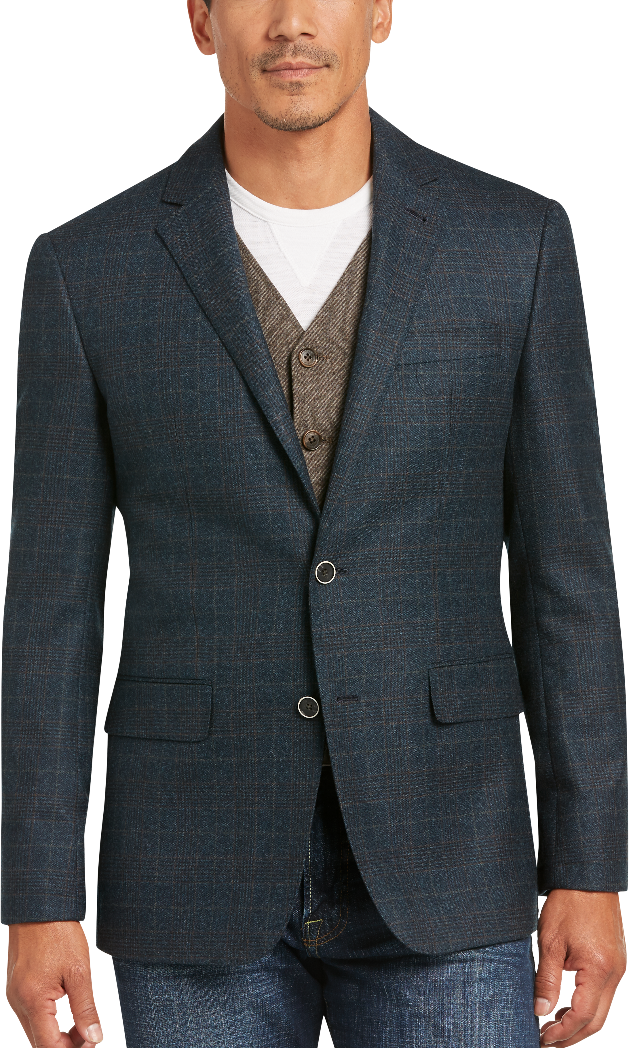 Joseph Abboud Teal Plaid Modern Fit Sport Coat - Men's Sale | Men's ...