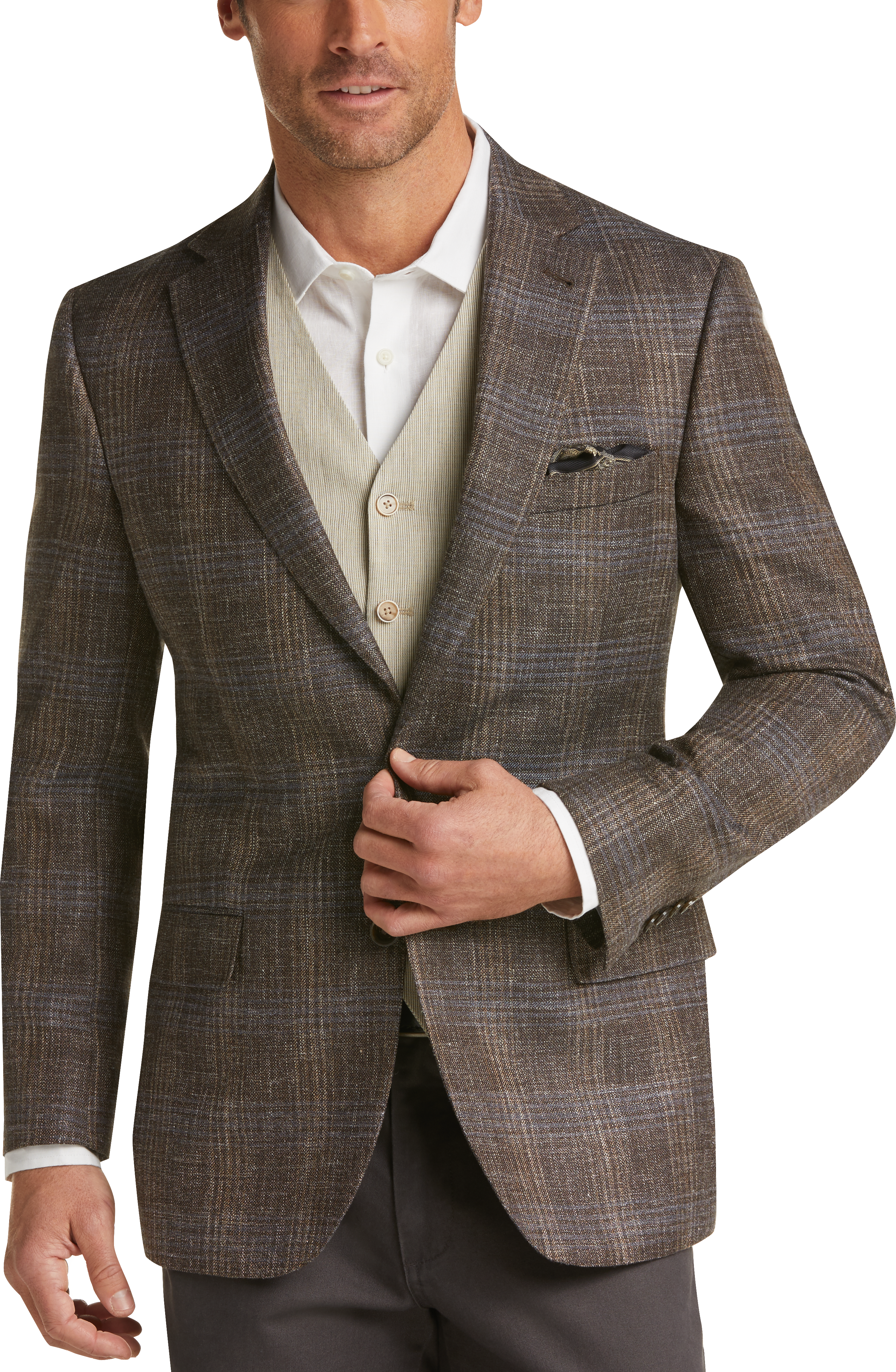 Joseph Abboud Brown Plaid Modern Fit Sport Coat - Men's Sale | Men's ...