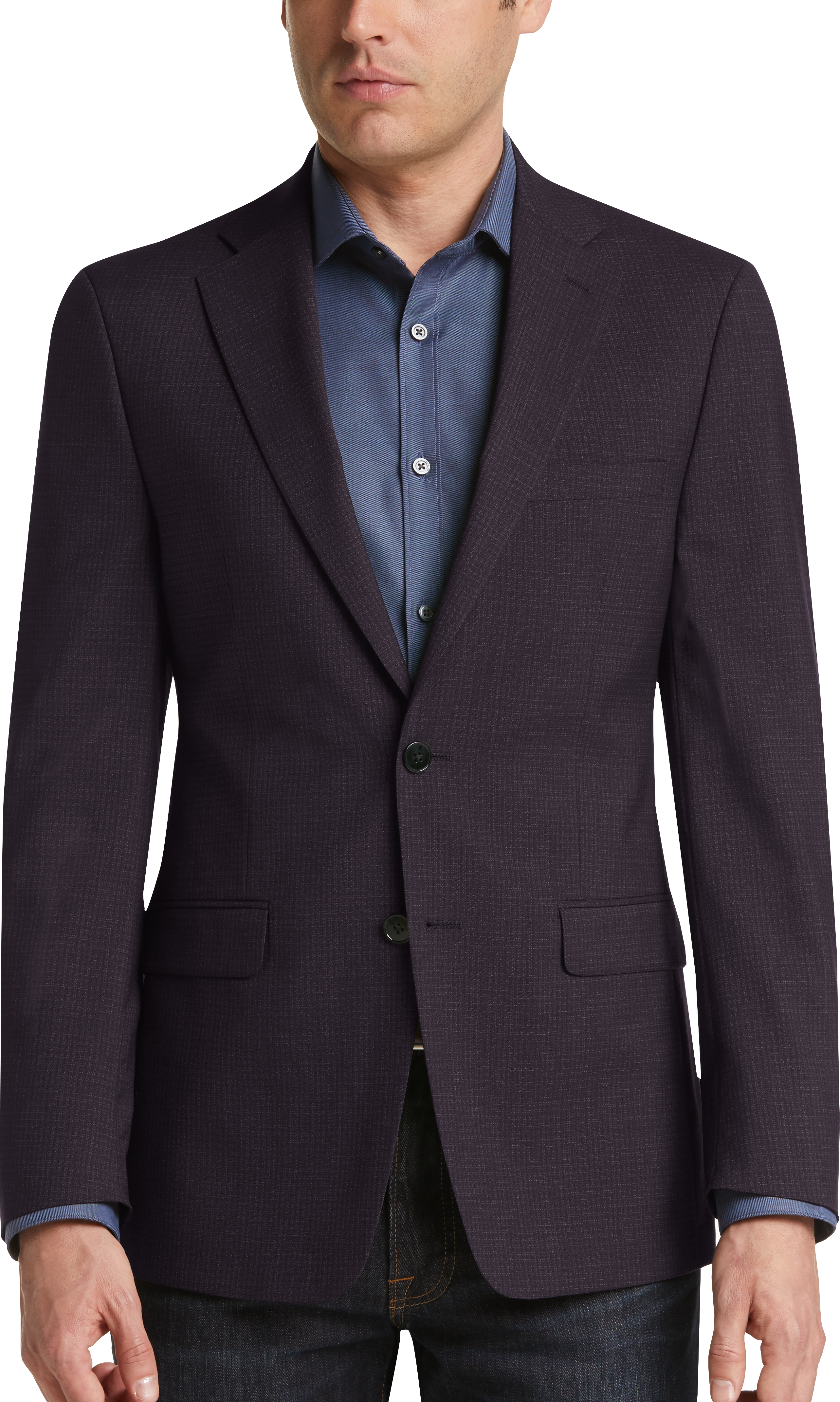 Calvin Klein Burgundy Check Slim Fit Sport Coat - Men's Sale | Men's ...