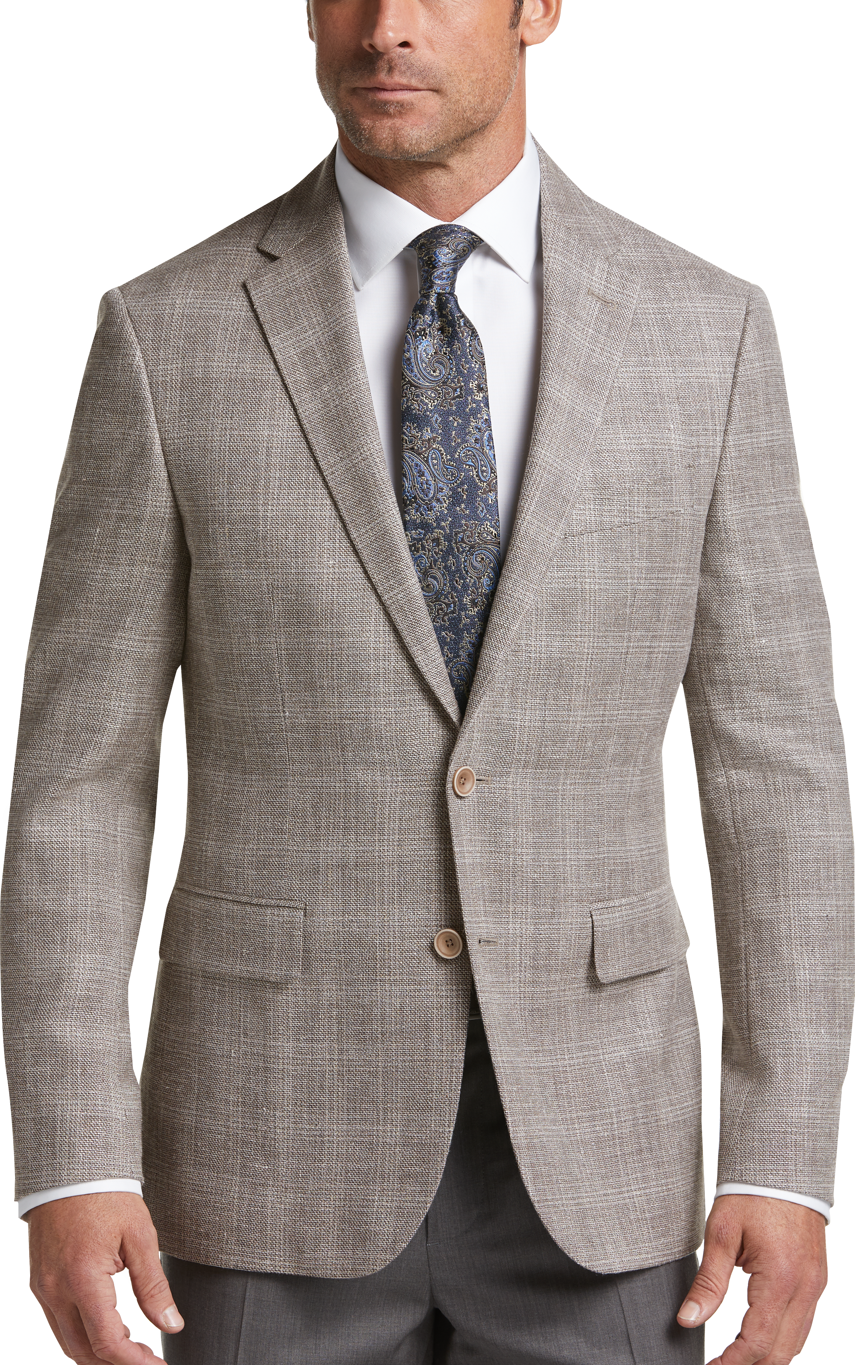 Joseph Abboud Indigo Blue Modern Fit Sport Coat, Taupe Plaid - Men's ...