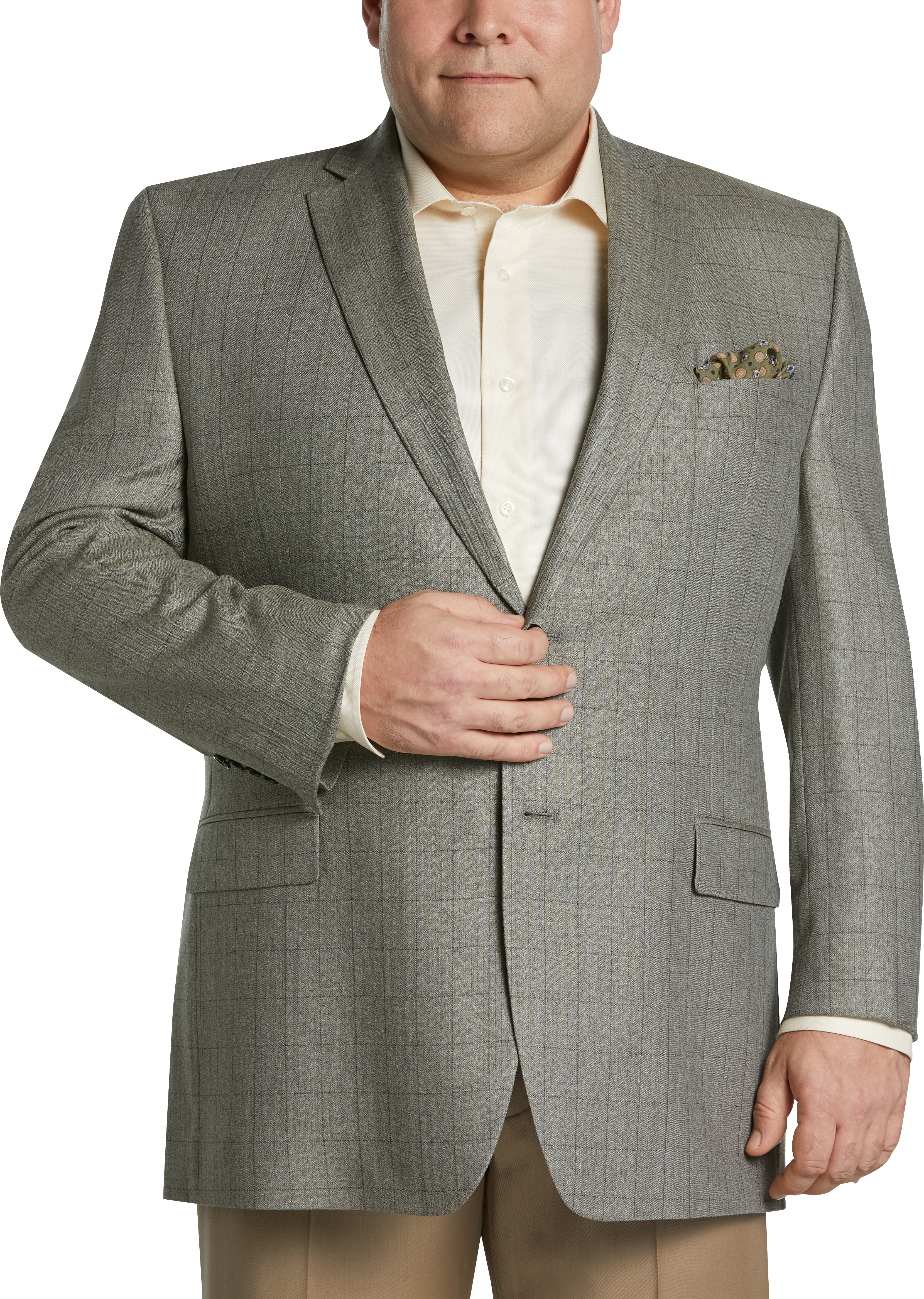 Lauren by Ralph Lauren Taupe Windowpane Sport Coat, Executive Fit - Men ...