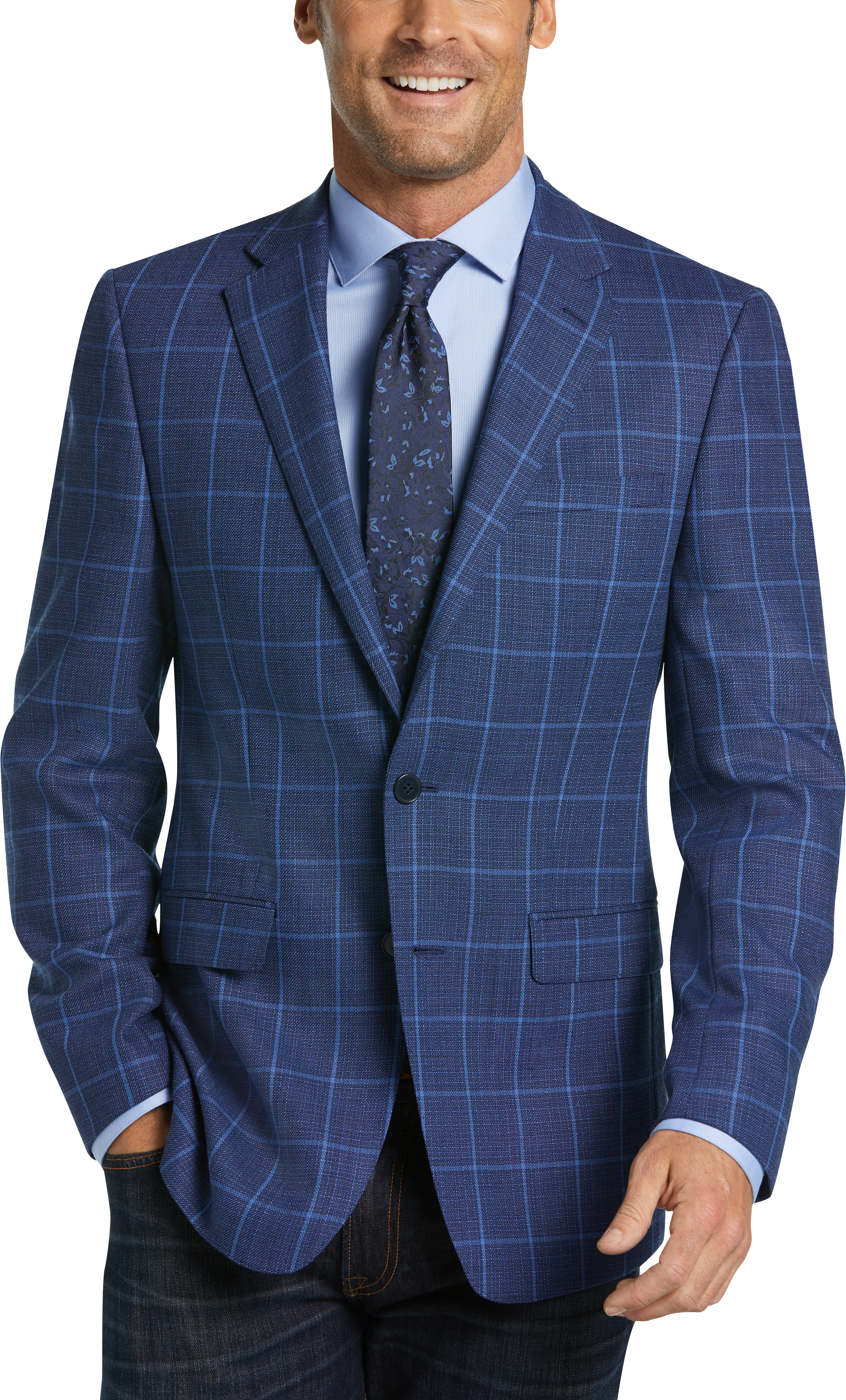 blue windowpane blazer