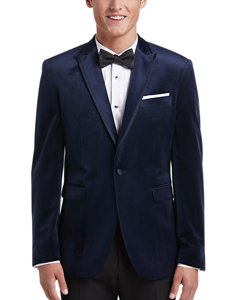 Egara Navy Slim Fit Velvet Dinner Jacket - Men's Suits | Men's Wearhouse