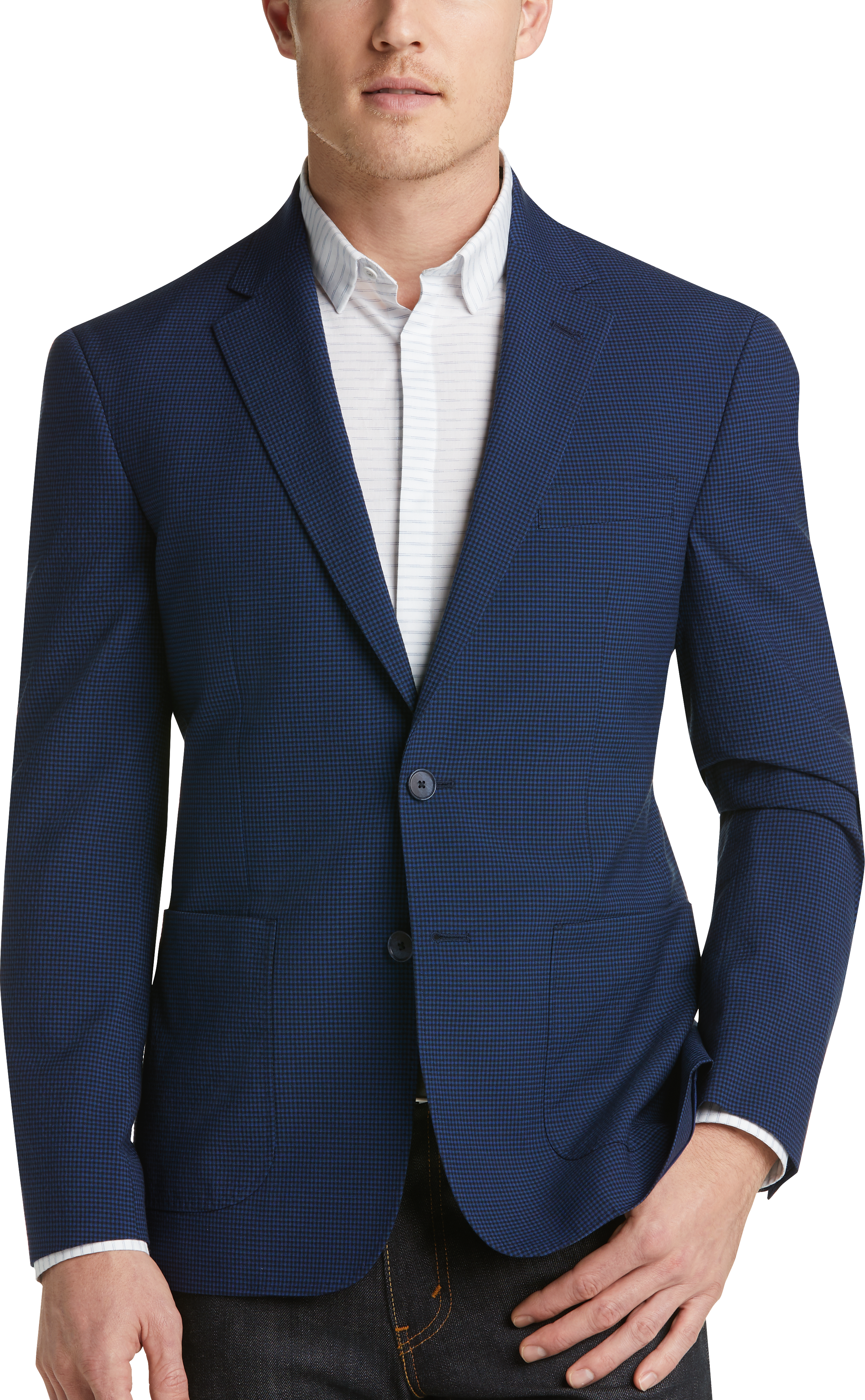 JOE Joseph Abboud Blue Check Slim Fit Casual Coat - Men's Sport Coats ...