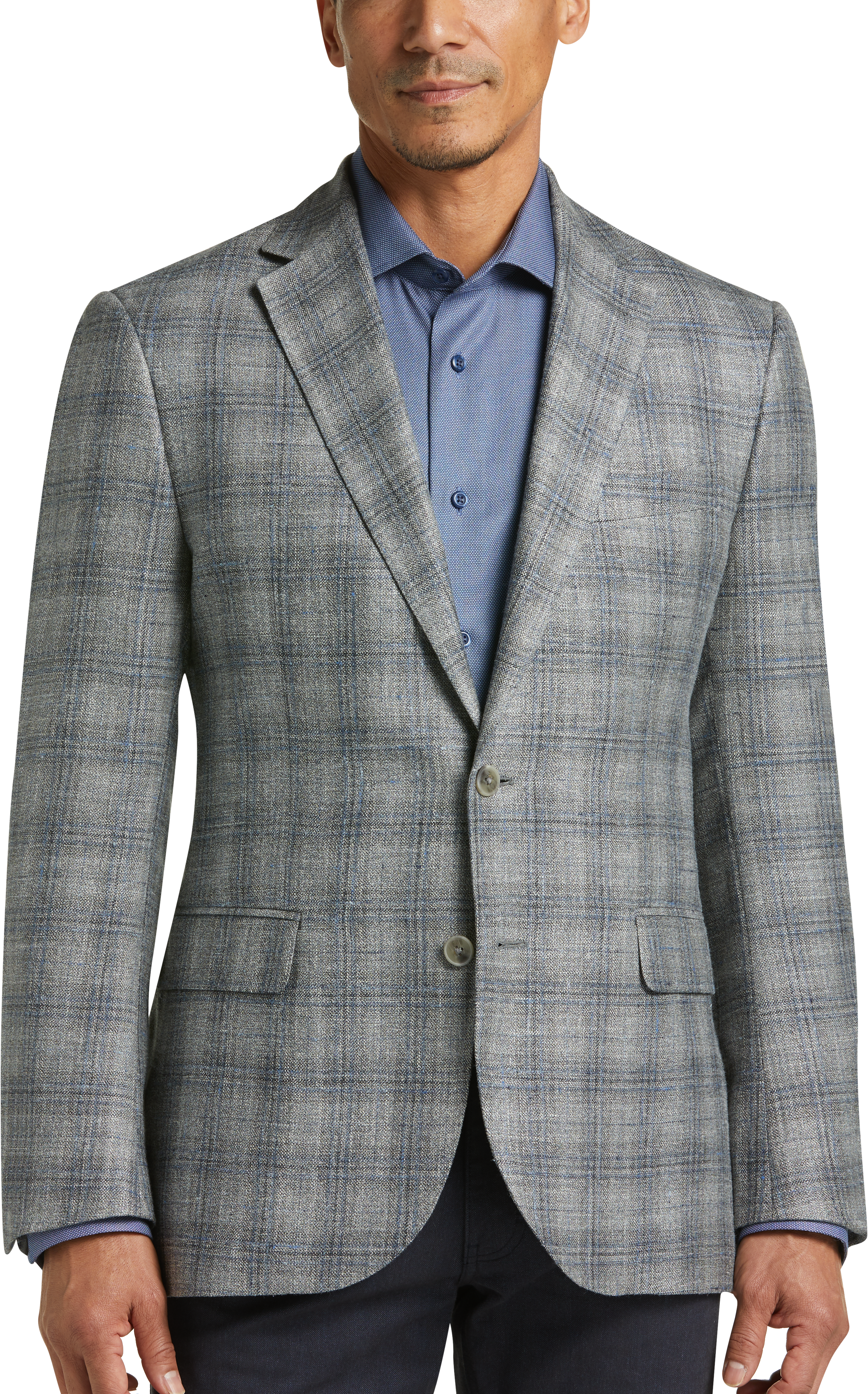 Joseph Abboud Light Gray Plaid Modern Fit Sport Coat - Men's Sport ...