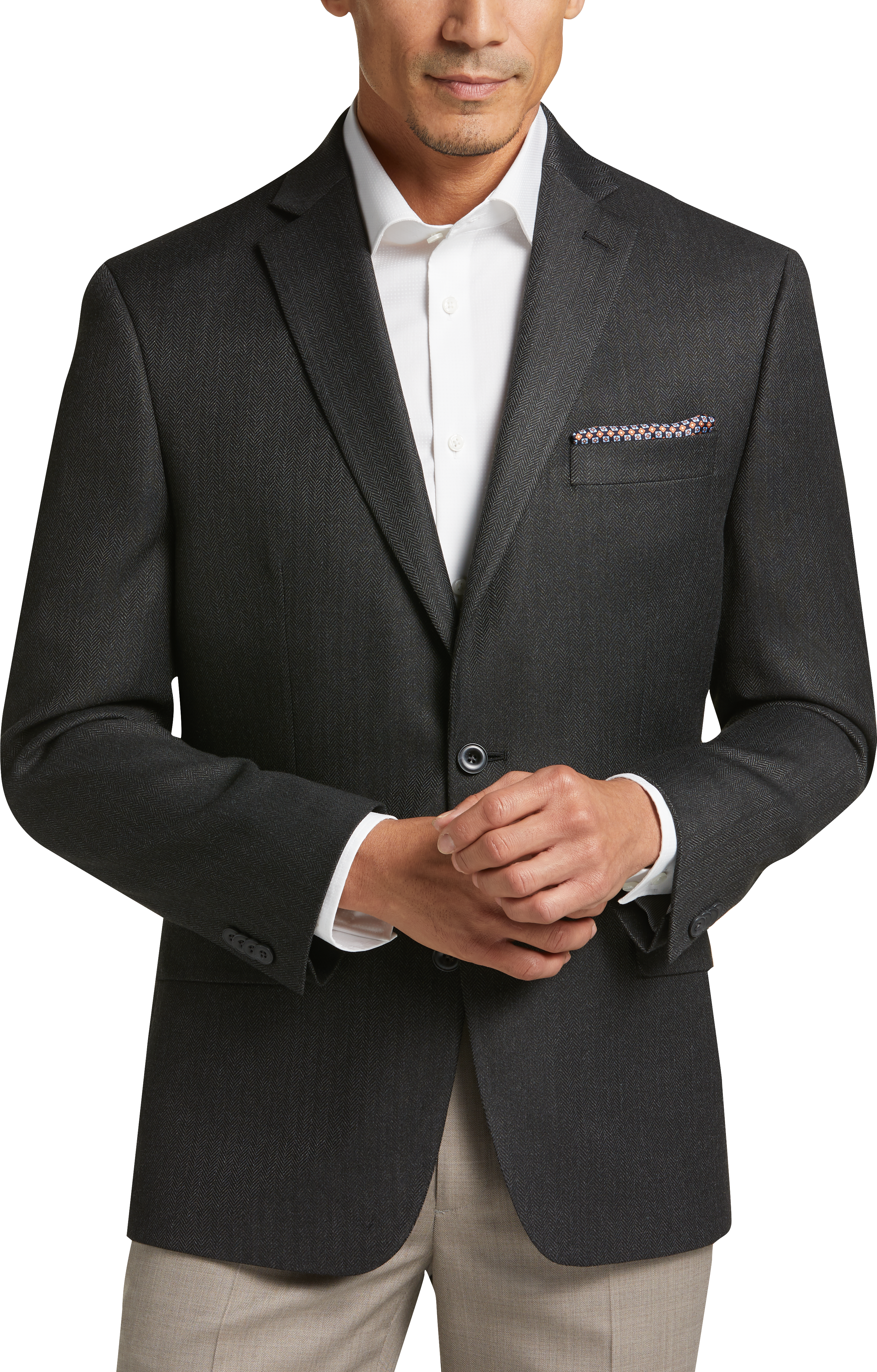 Michael by Michael Kors Modern Fit Gray Herringbone Sport Coat - Men's ...