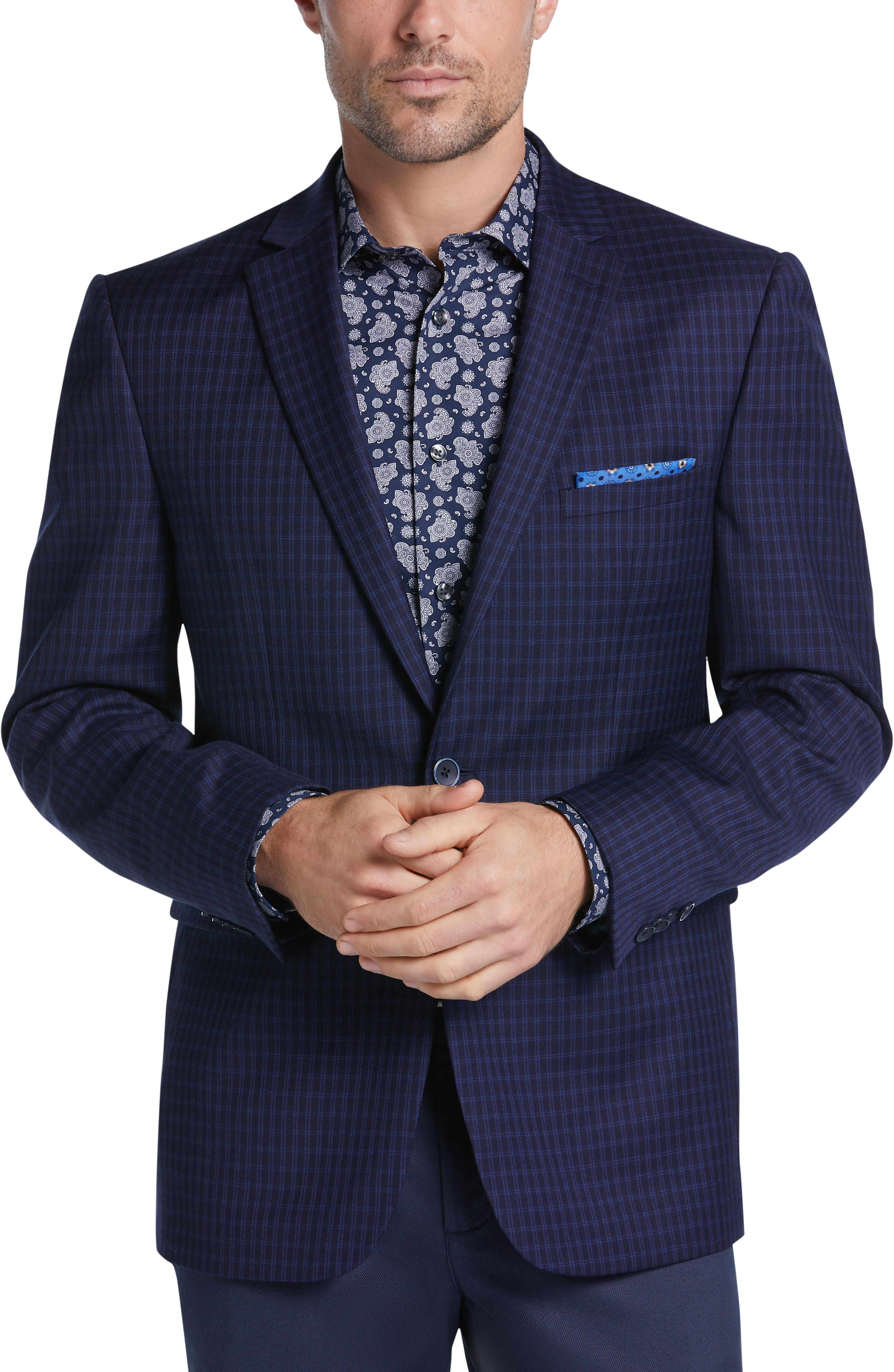 Vince Camuto Navy Check Slim Fit Sport Coat - Men's Sport Coats | Men's ...