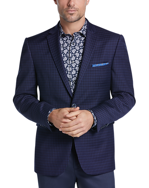VINCE CAMUTO Mens Modern Slim Navy Chambray Suit 