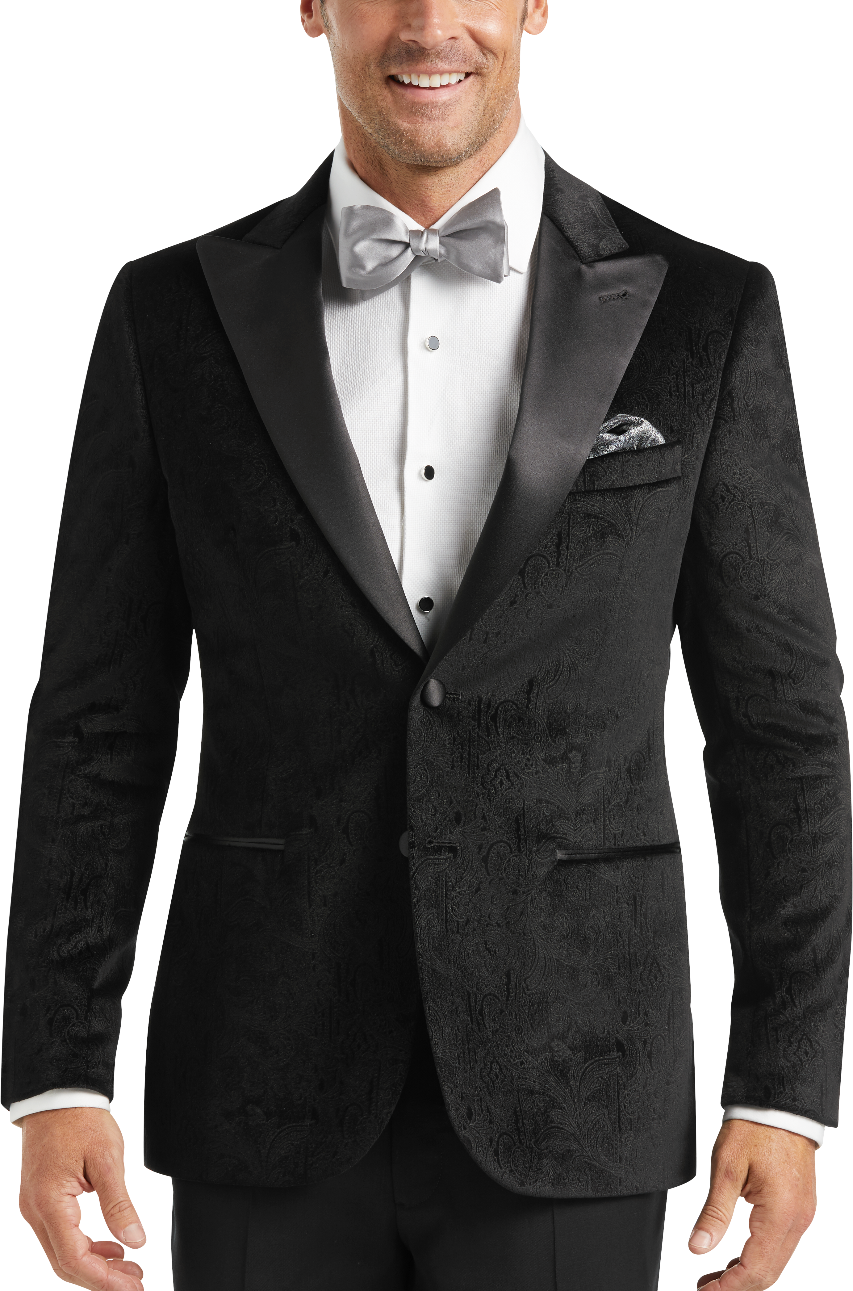 Joseph Abboud Black Paisley Slim Fit Formal Jacket - Men's Suits | Men