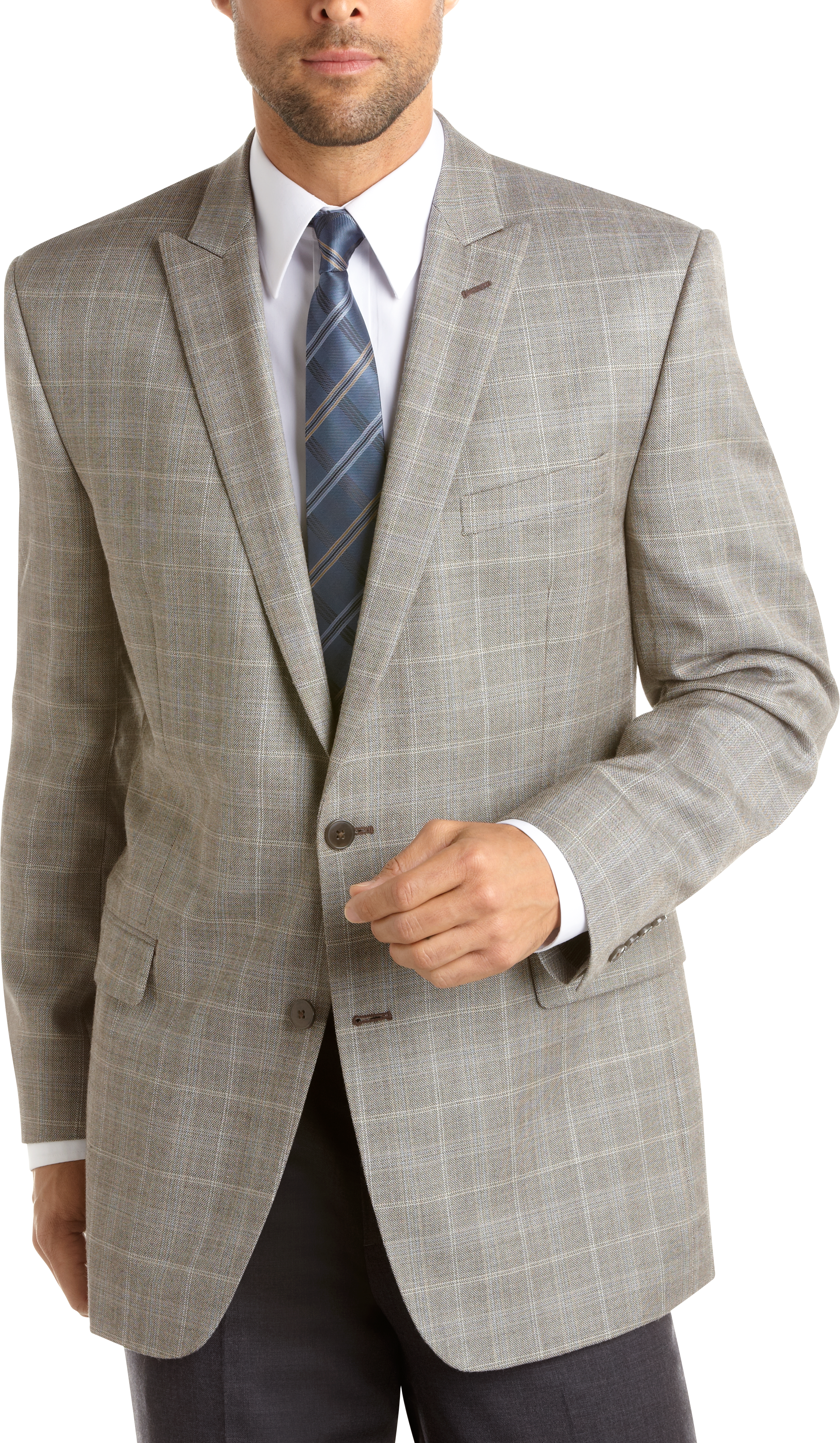 Calvin Klein Taupe Windowpane Slim Fit Sport Coat - Men's Sport Coats ...