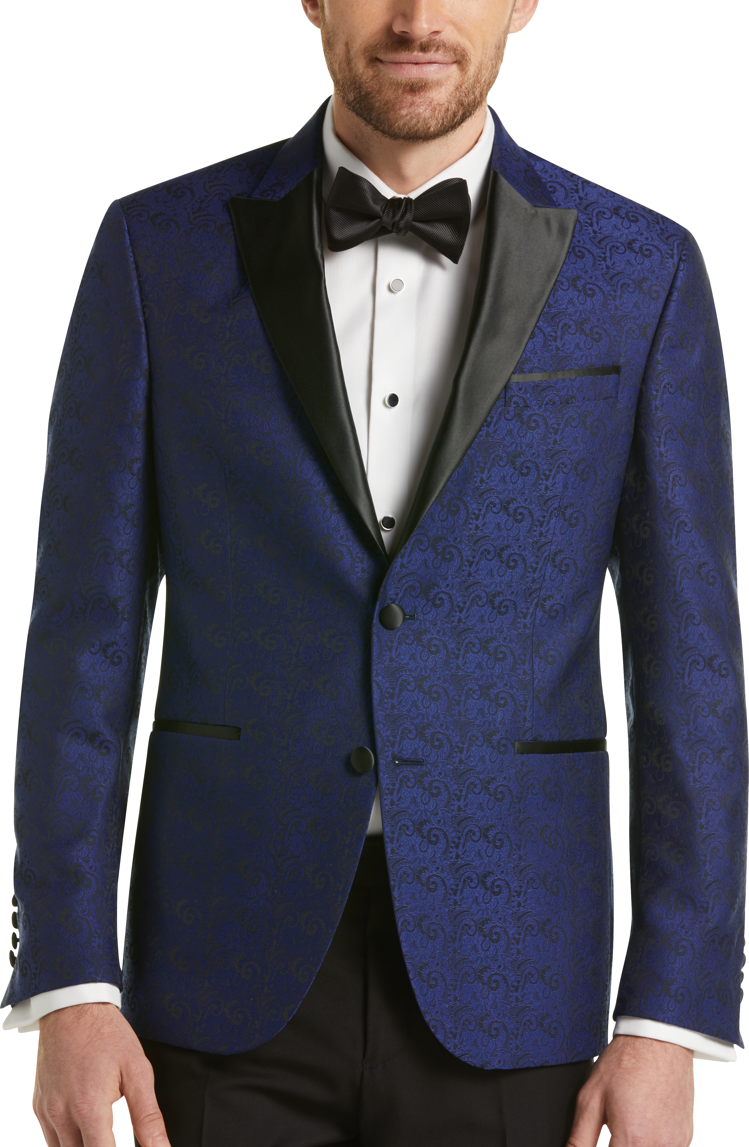 Egara Blue Paisley Scroll Slim Fit Dinner Jacket - Men's Sport Coats ...