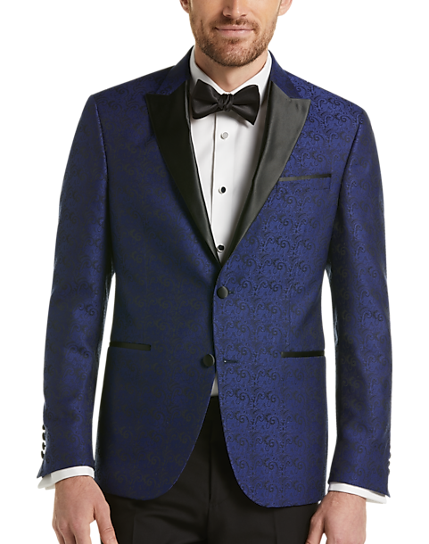 Egara Blue Paisley Scroll Slim Fit Dinner Jacket - Men's Sport Coats ...
