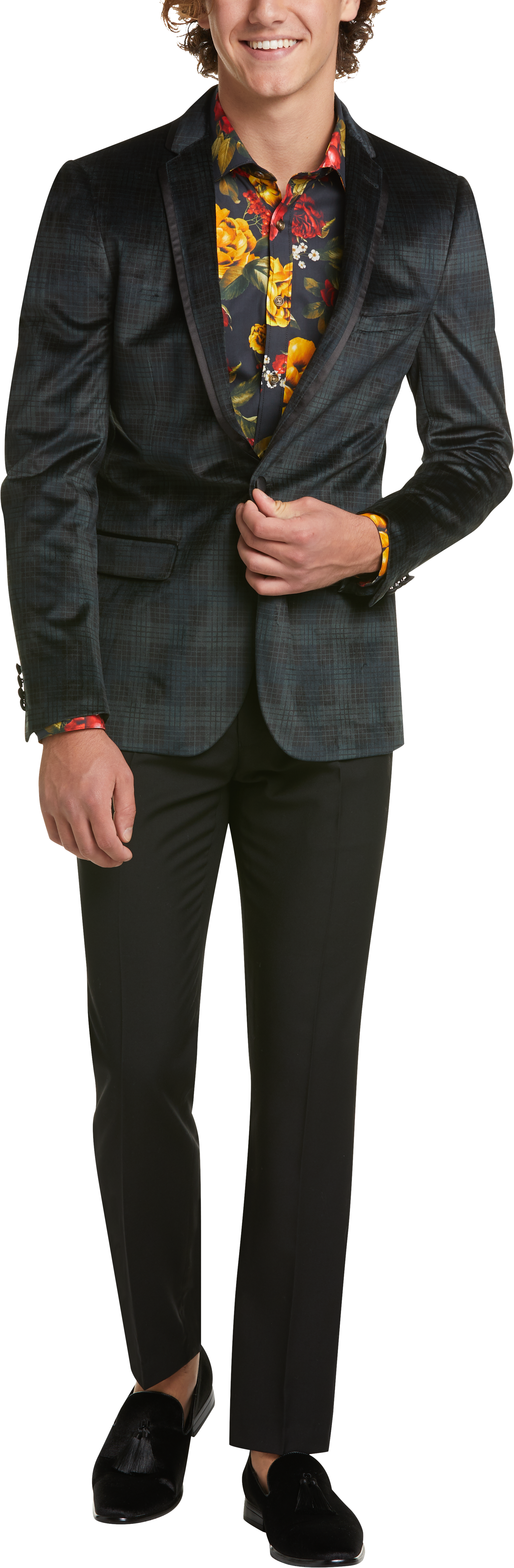 egara burgundy plaid slim fit sport coat