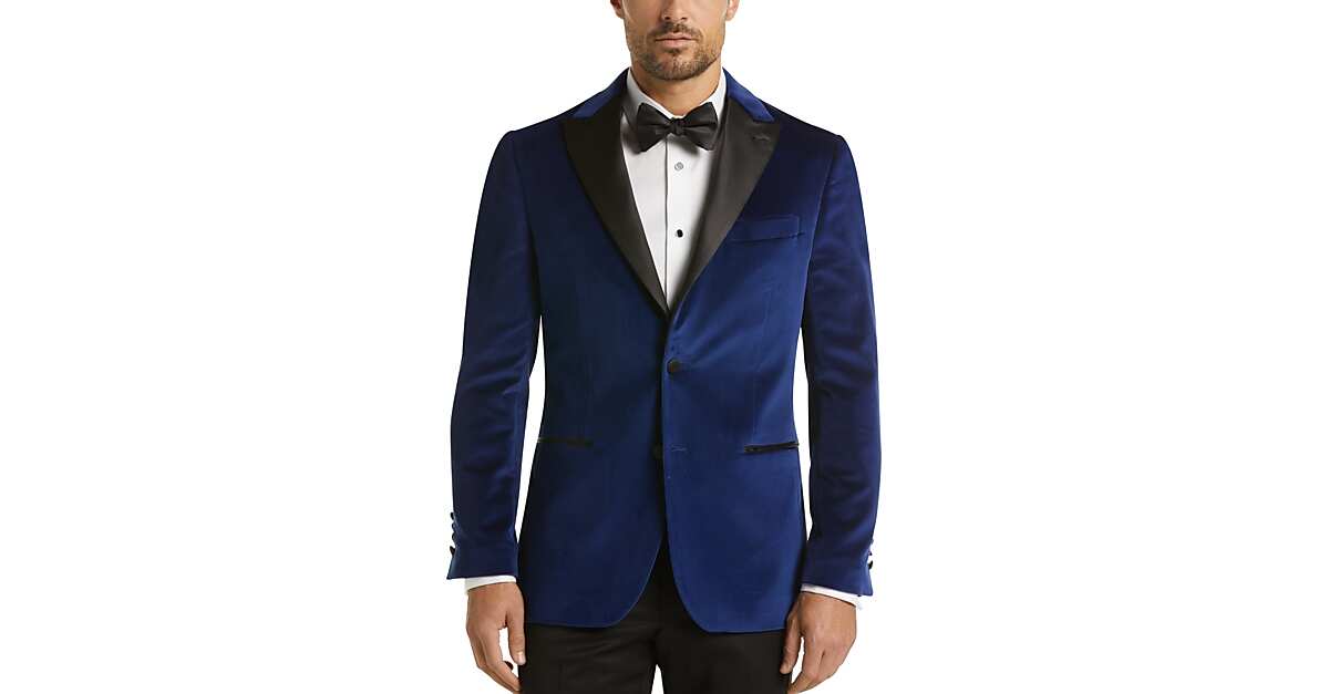 Egara Blue Velvet Slim Fit Dinner Jacket - Men's Suits | Men's Wearhouse