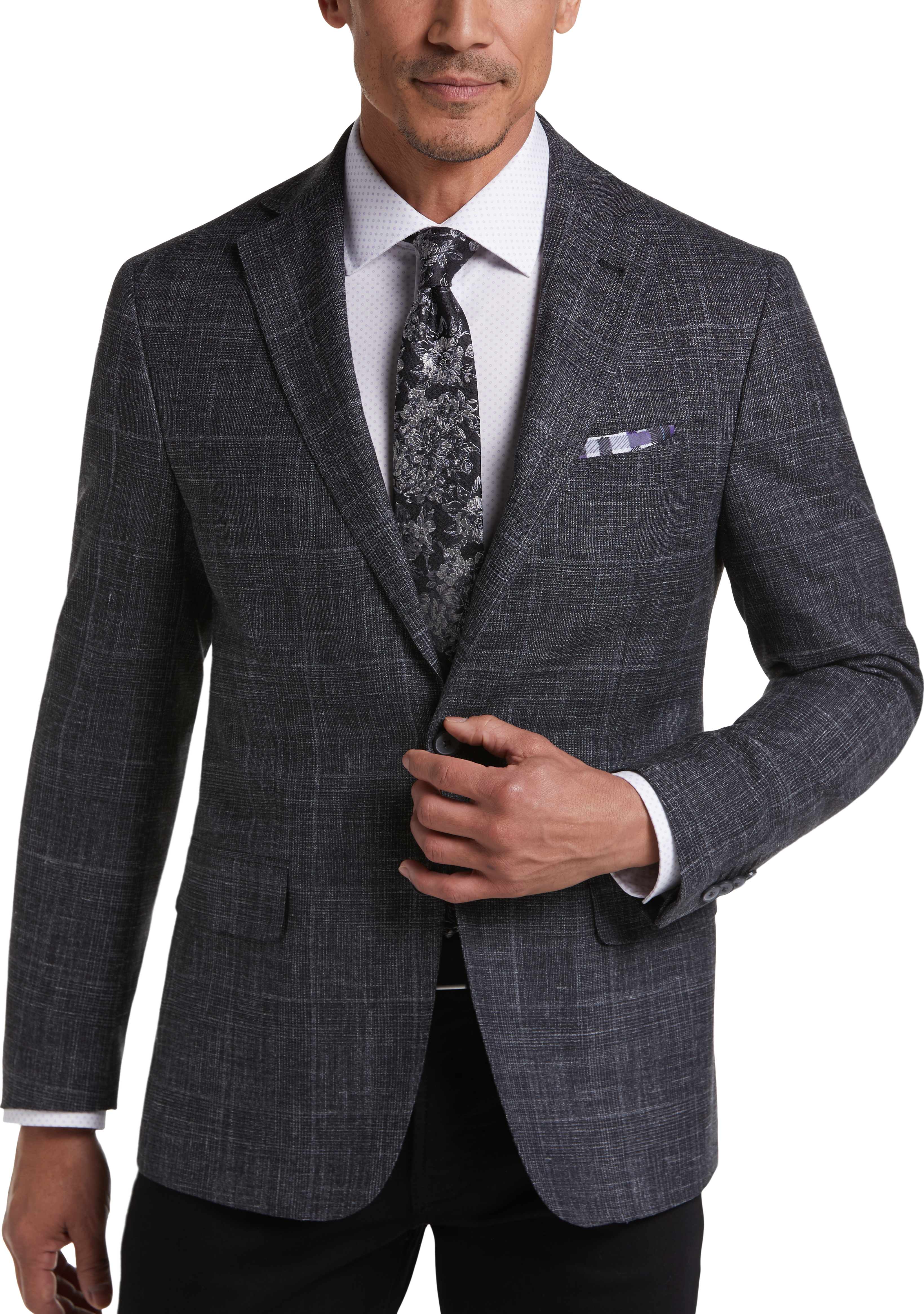 Joseph Abboud Limited Edition Graphite Plaid Slim Fit Sport Coat - Men ...