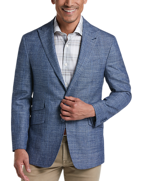 INC Mens Suit Jacket Gray Medium M Camo Plaid Notch Lapel Slim Blazer $129 #018