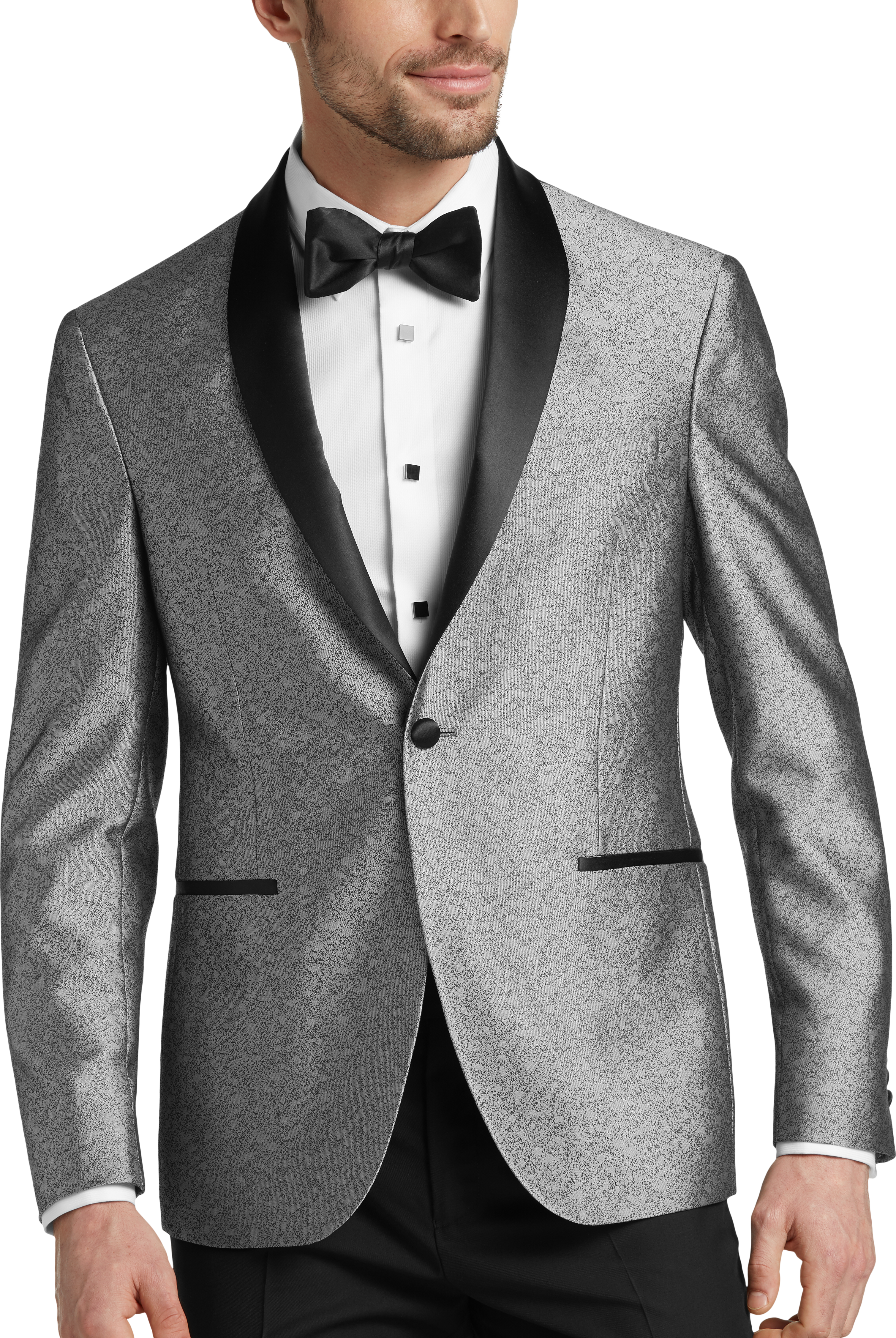 Egara Gray and Black Slim Fit Dinner Jacket - Men's Featured | Men's ...