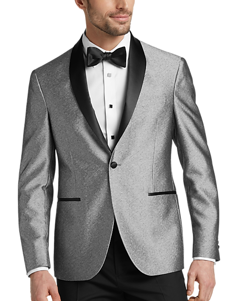 Egara Gray and Black Slim Fit Dinner Jacket - Men's Featured | Men's ...