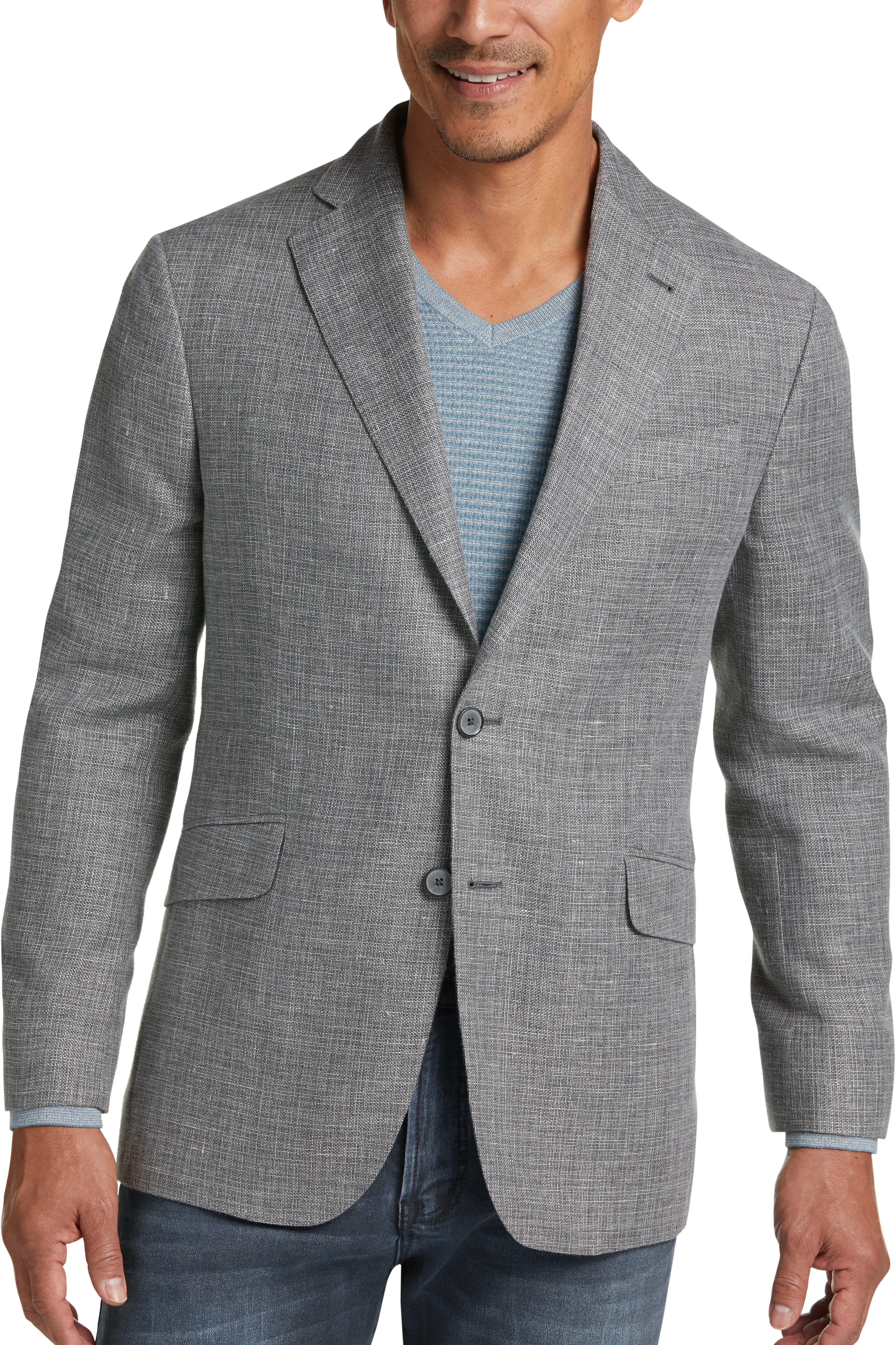 charcoal sport coat with jeans