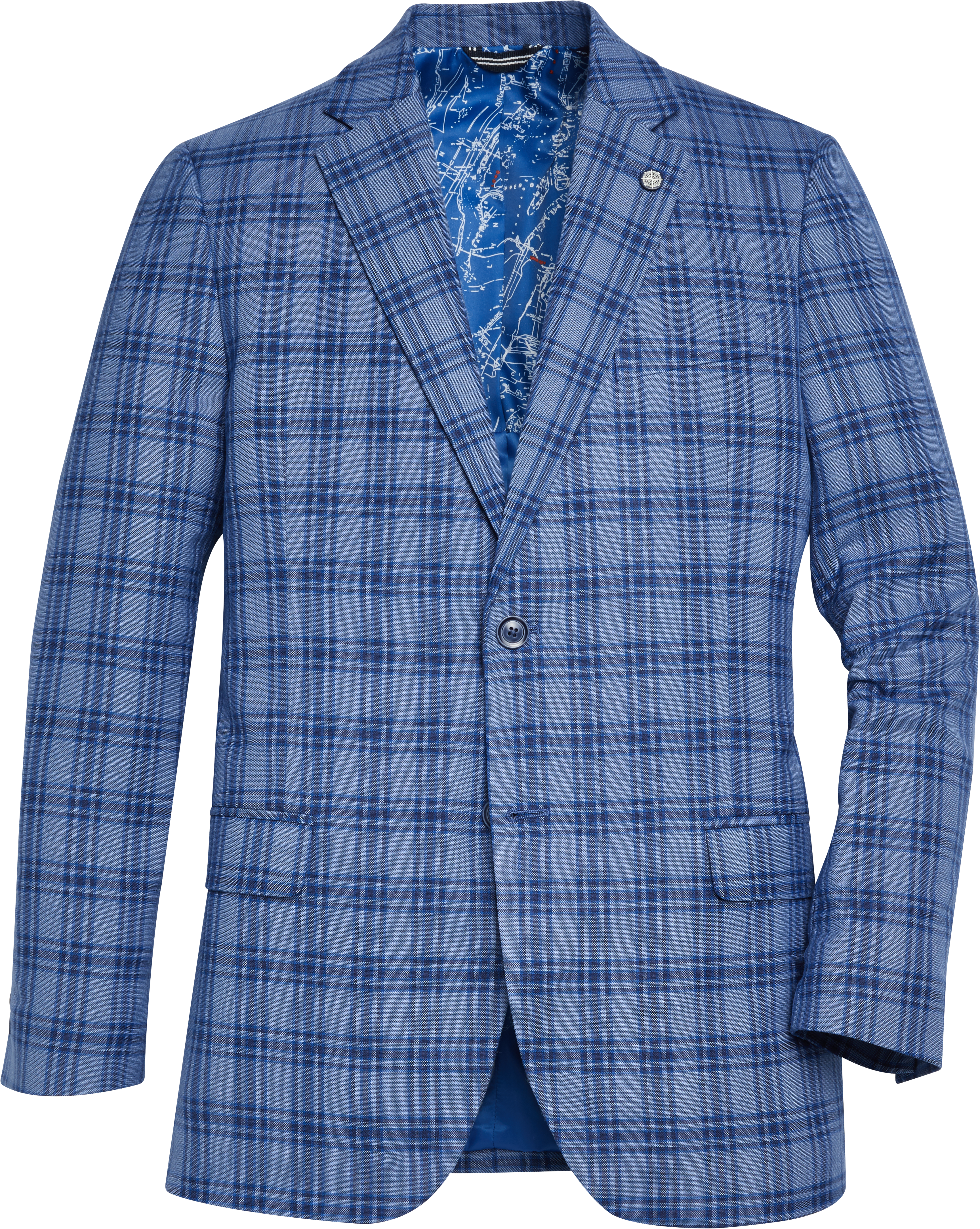 Nautica Modern Fit Sport Coat (Blue Plaid)