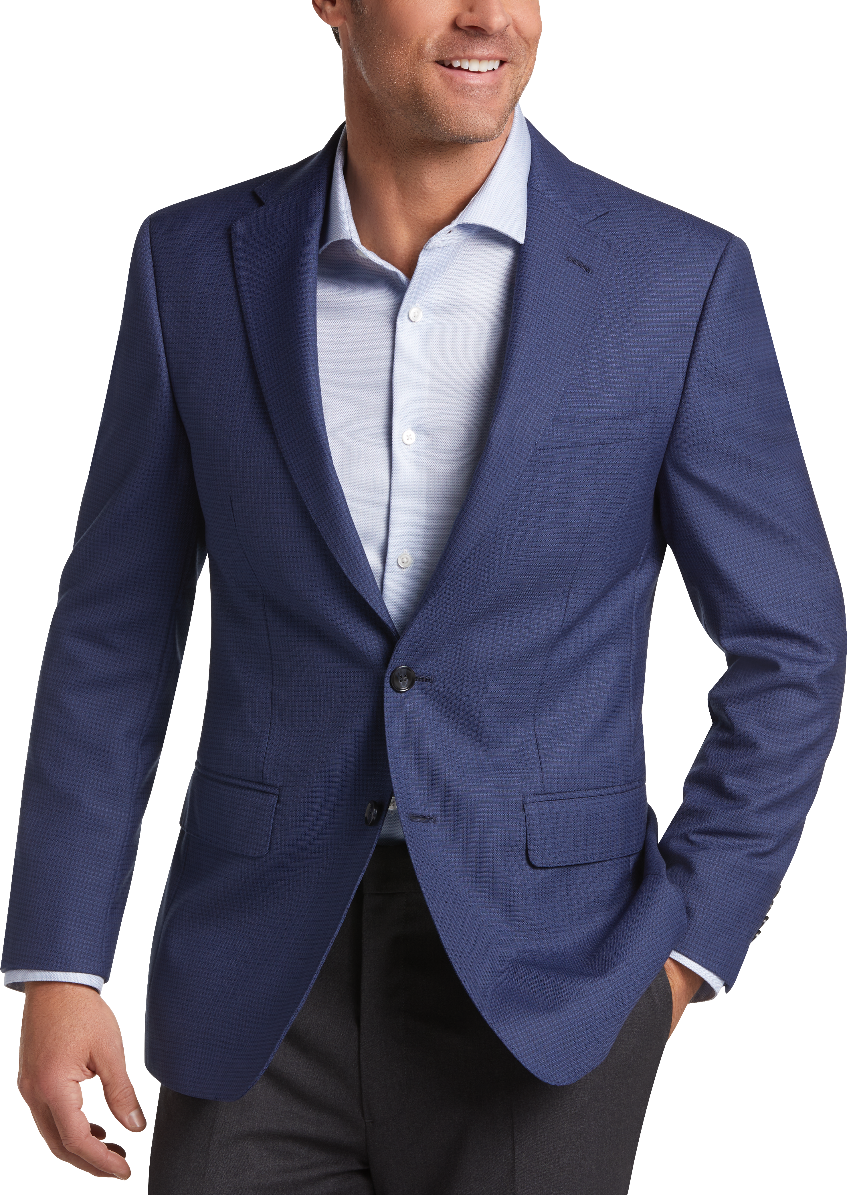 Calvin Klein Slim Fit Wool Sport Coat, Blue Mini Houndstooth - Men's Sport  Coats | Men's Wearhouse