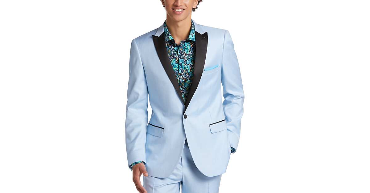 Paisley & Gray Slim Fit Peak Lapel Dinner Jacket, Light Blue Men's