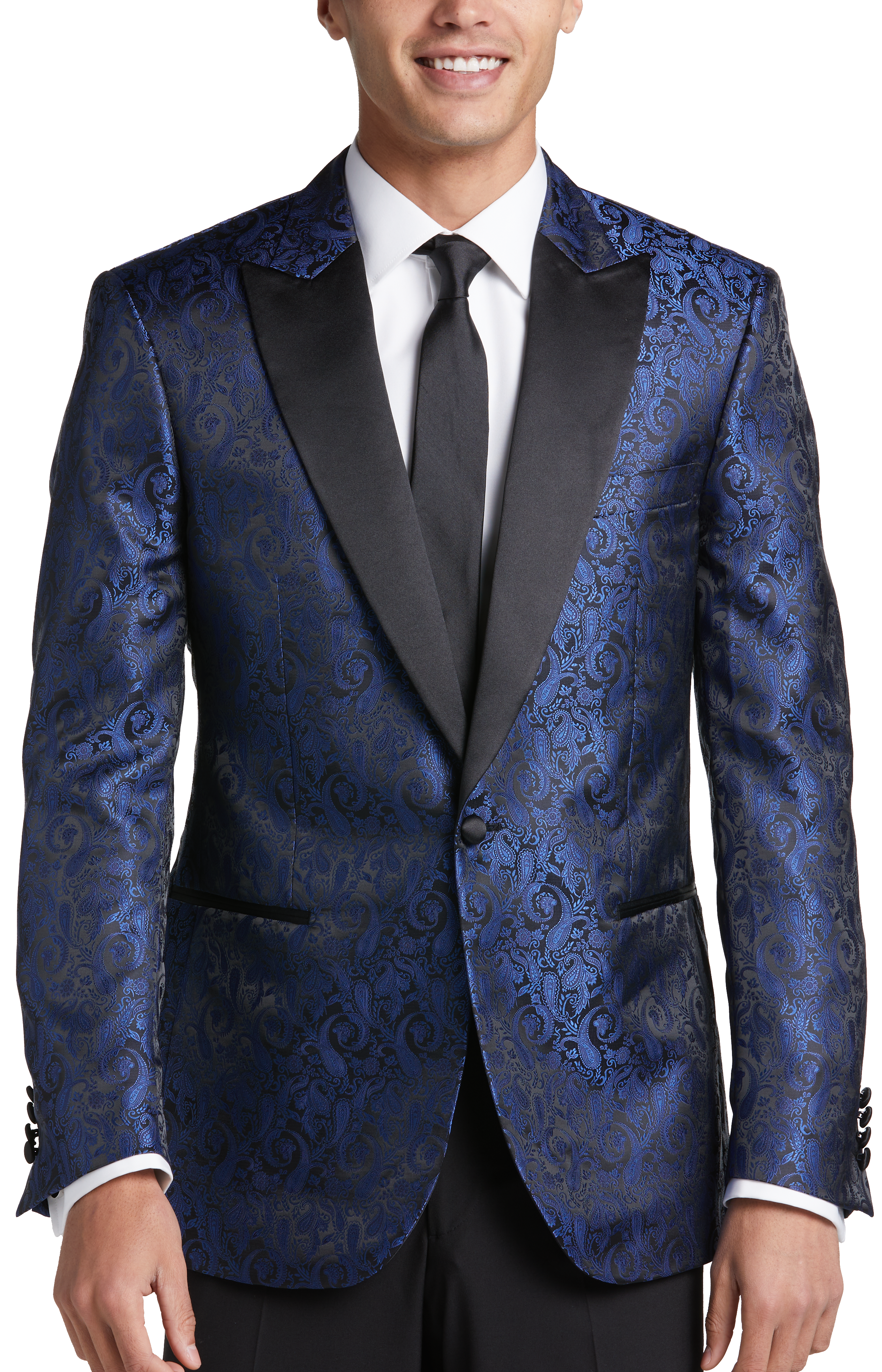 Egara Slim Fit Peak Lapel Dinner Jacket Set, Blue Paisley - Men's Suits ...