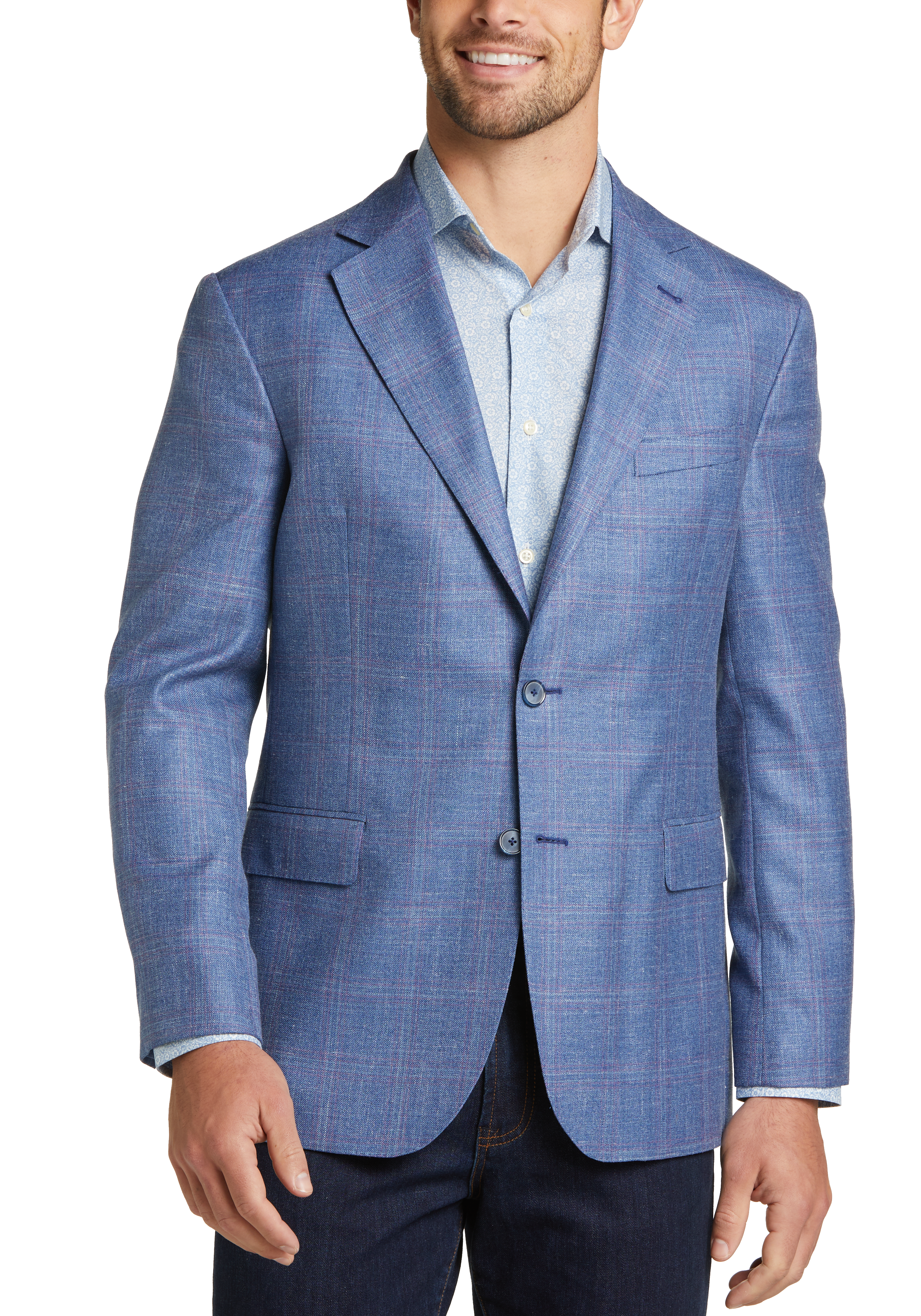 Joseph Abboud Modern Fit Sport Coat, Blue Windowpane Plaid - Men's Sale ...