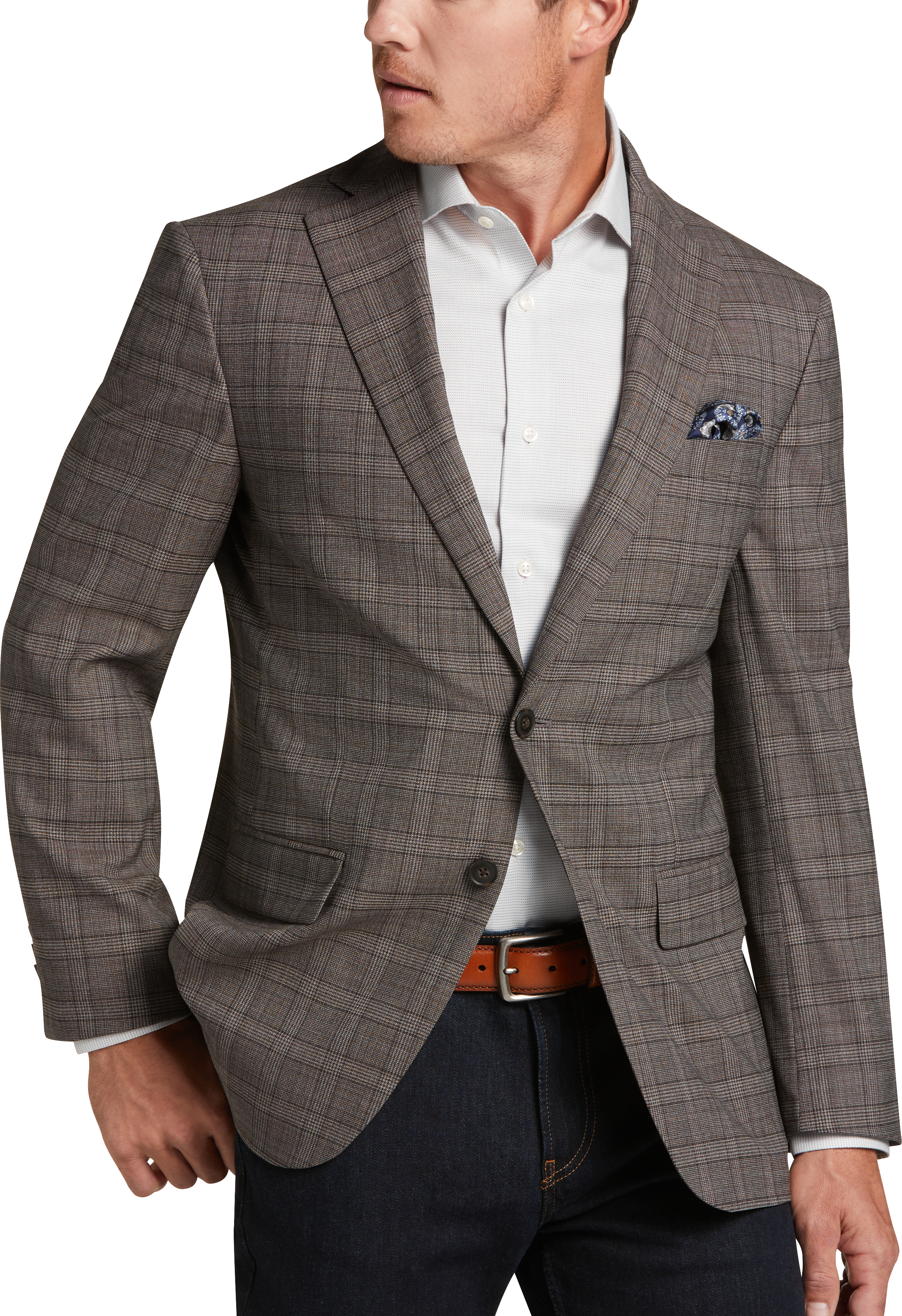 Awearness Kenneth Cole Modern Fit Sport Coat, Tan Plaid - Men's Sport ...