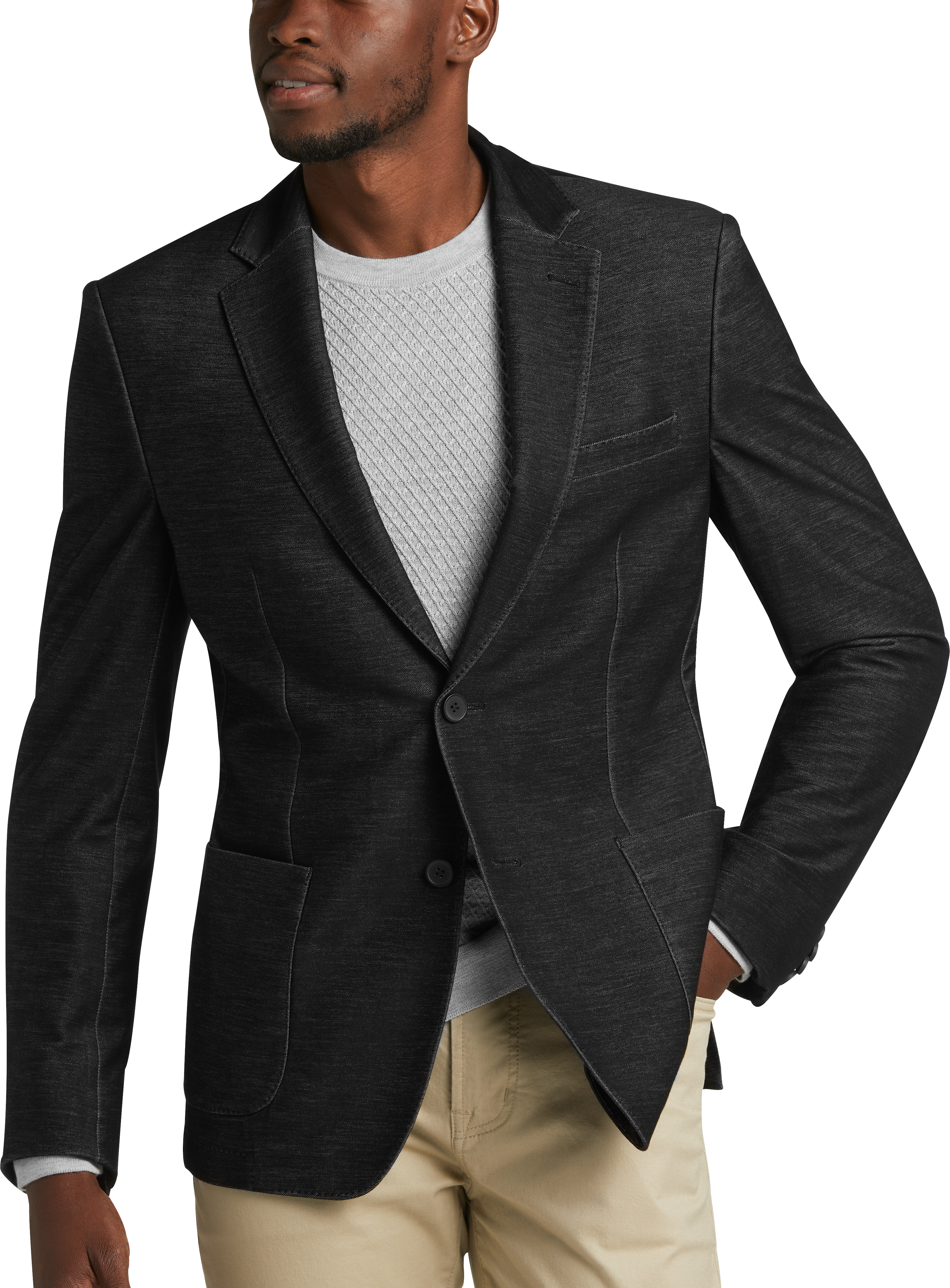 Michael Strahan Modern Fit Knit Sport Coat, Charcoal