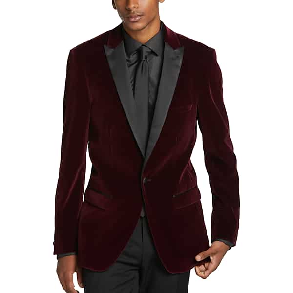 New Vintage Tuxedos, Tailcoats, Morning Suits, Dinner Jackets Paisley  Gray Mens Slim Fit Formal Jacket Burgundy Red - Size 44 Regular $179.99 AT vintagedancer.com