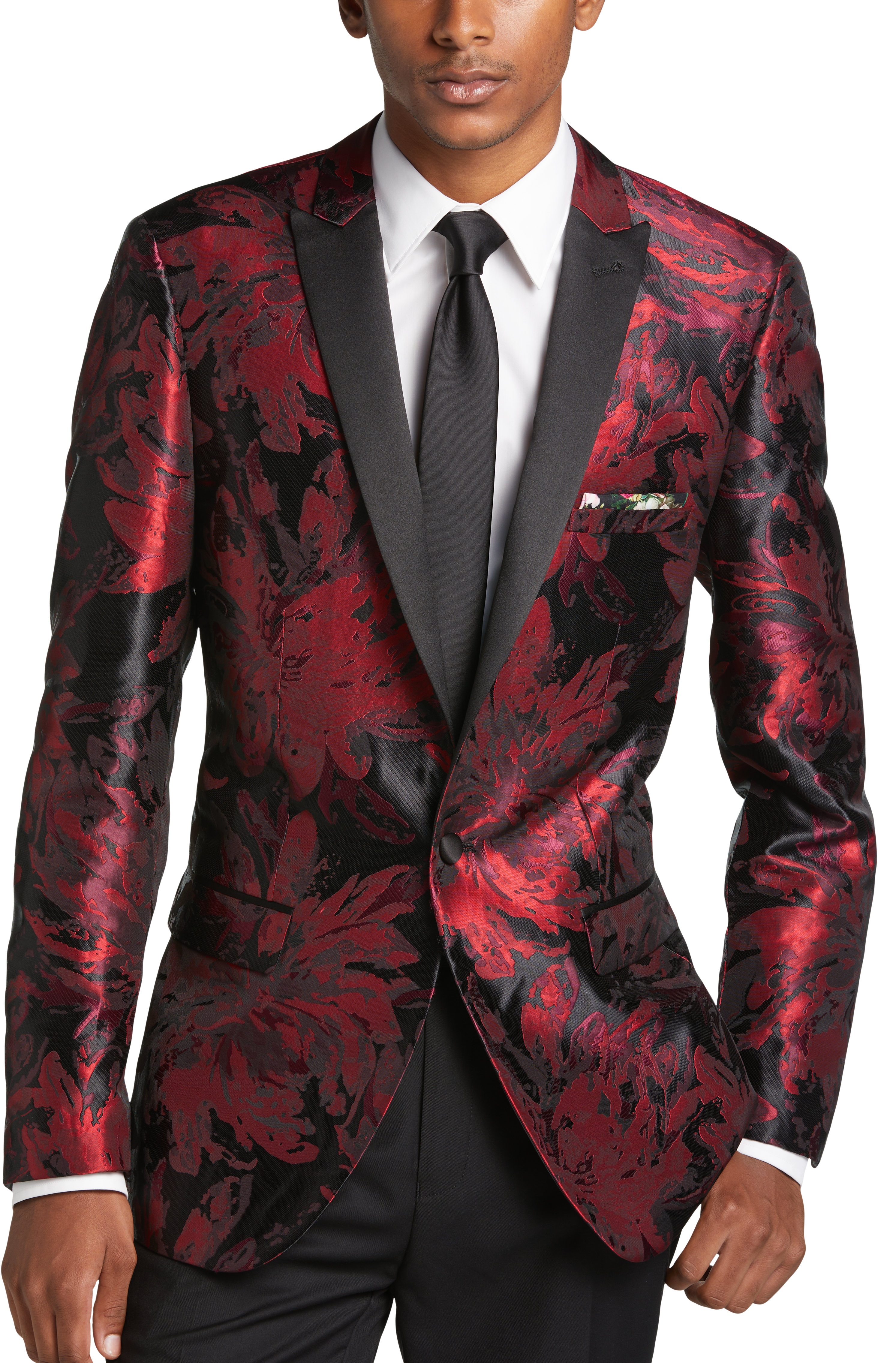 Paisley & Gray Slim Fit Dinner Jacket, Red Jacquard - Men's Suits | Men ...