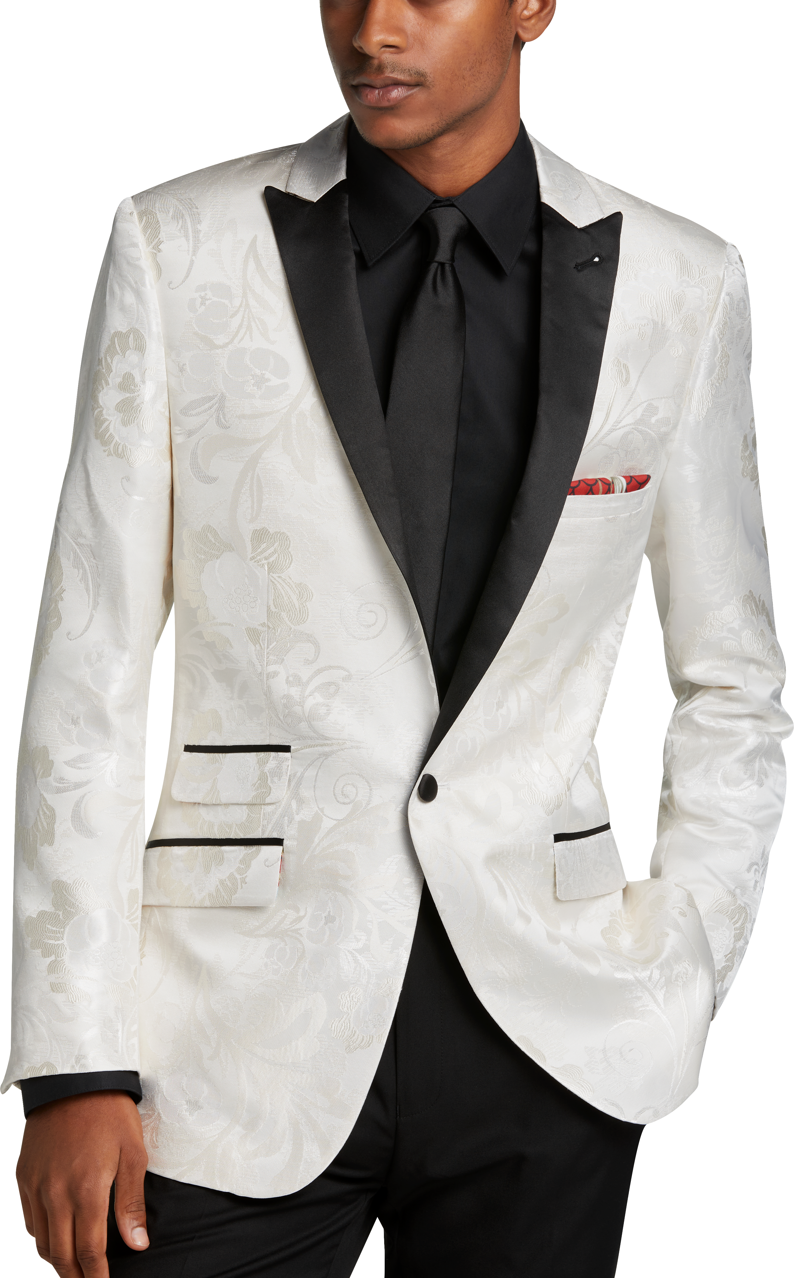 Slim Fit Men's Wearhouse White Dinner Jacket Herringbone Men&