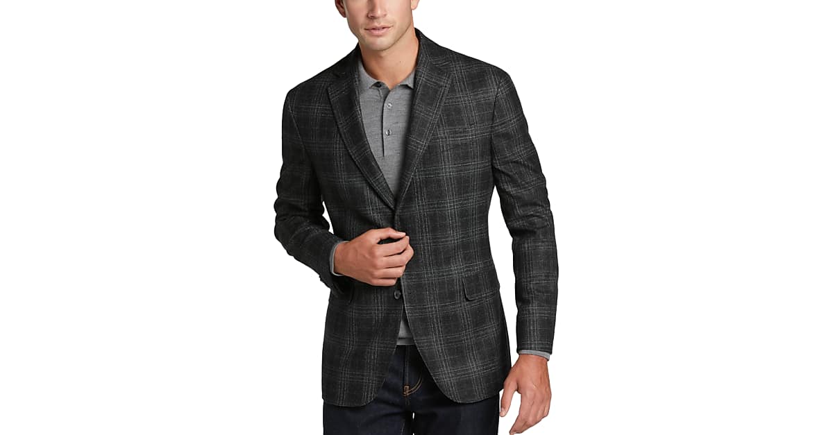 Joseph Abboud Modern Fit Sport Coat, Charcoal Plaid Men's Sport Coats Men's Wearhouse