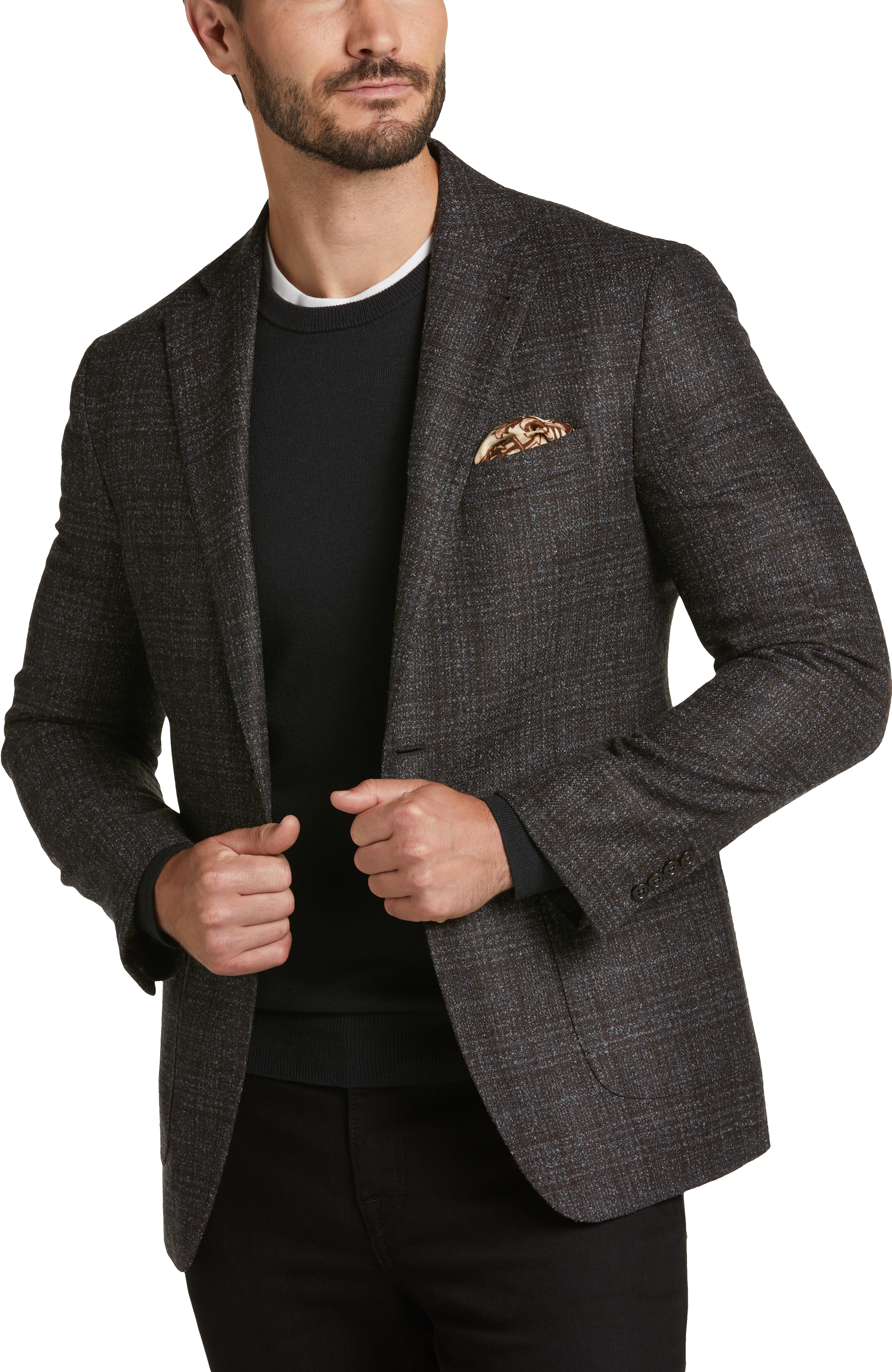 Joseph Abboud Slim Fit Sport Coat Brown Boucle Plaid Vancouver Mall