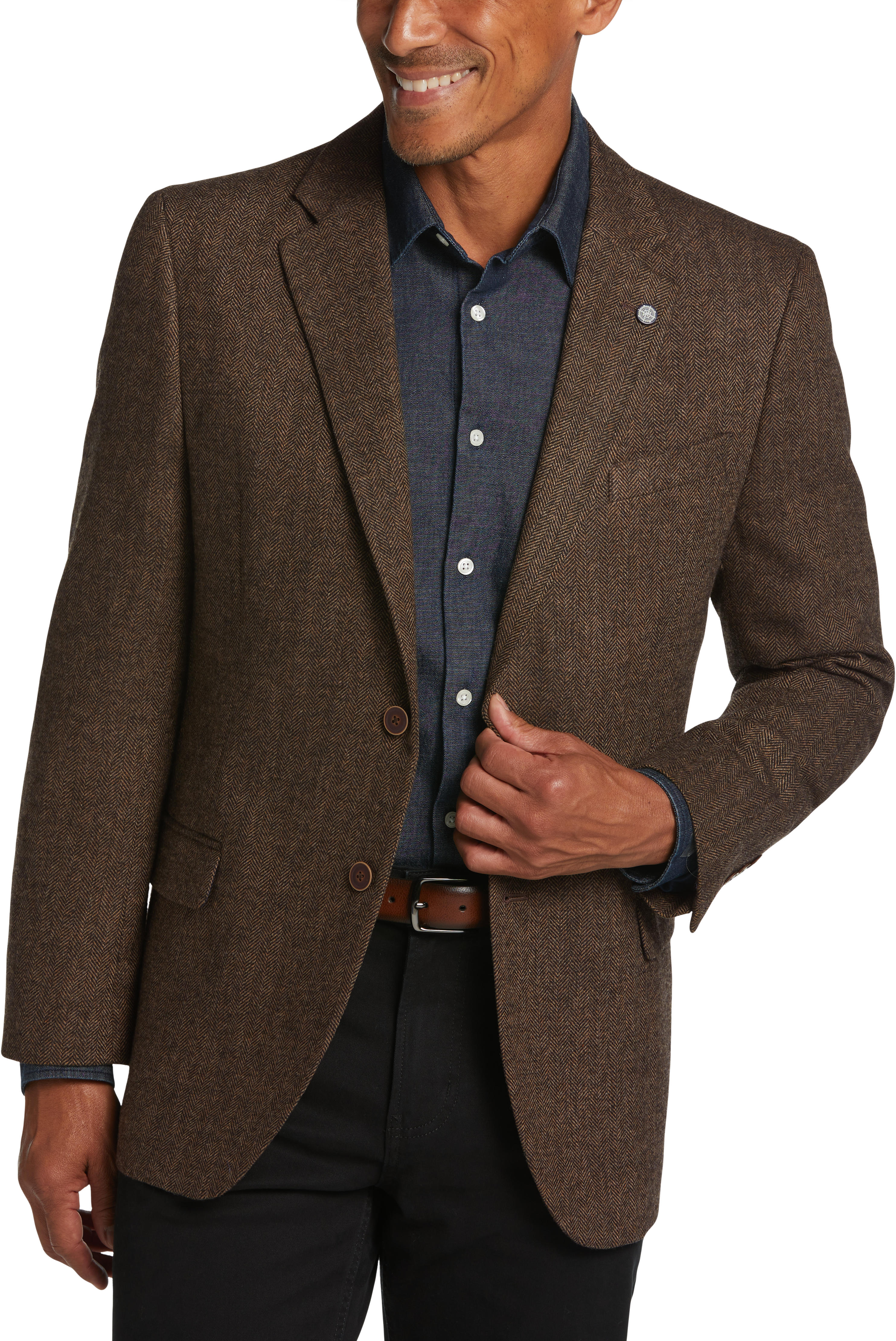 Nautica Modern Fit Sport Coat Brown Herringbone Tweed Mens Sport Coats Mens Wearhouse 