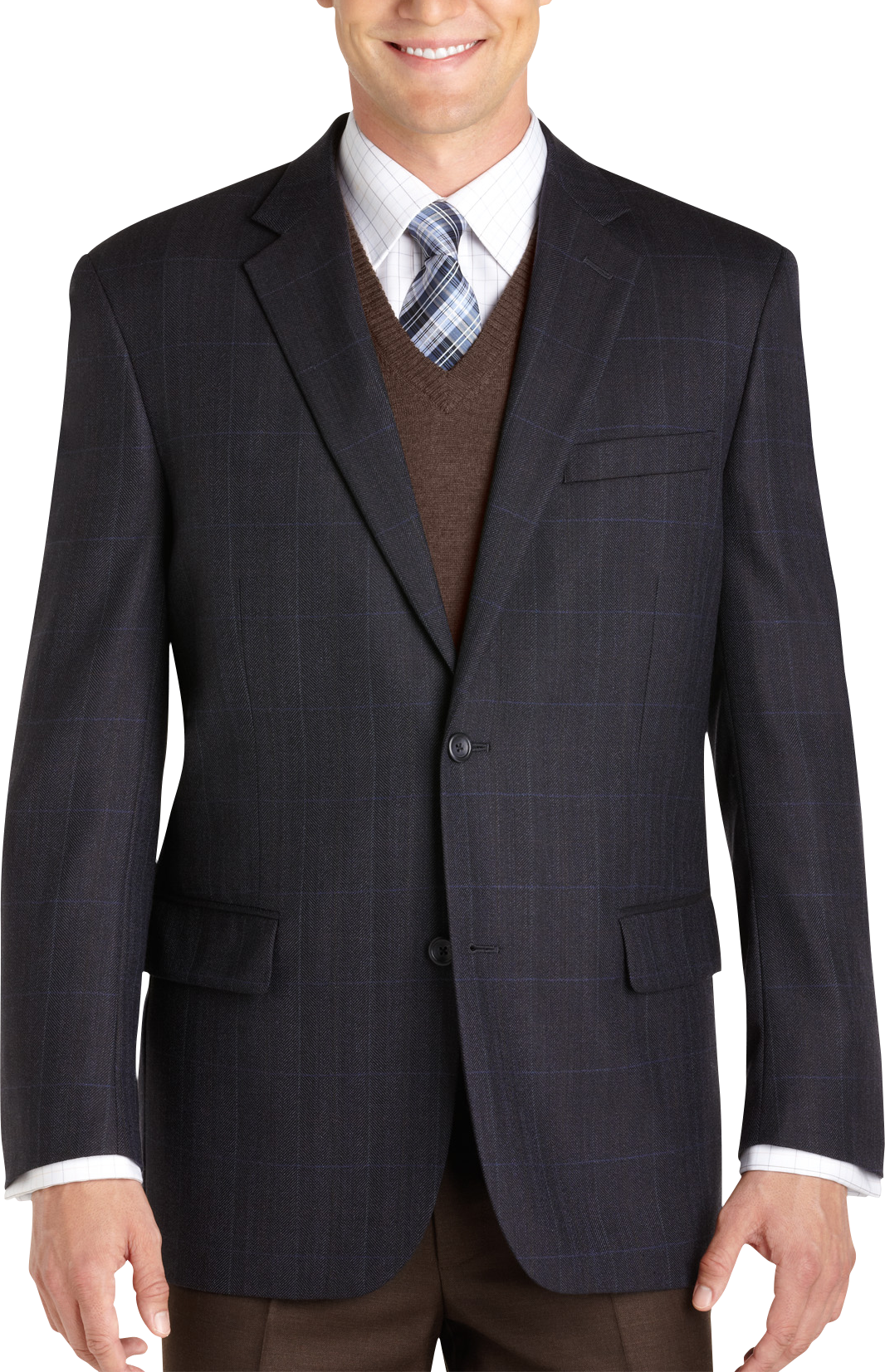 Joseph & Feiss Gold Executive Fit Sport Coat, Navy Windowpane - Men's ...