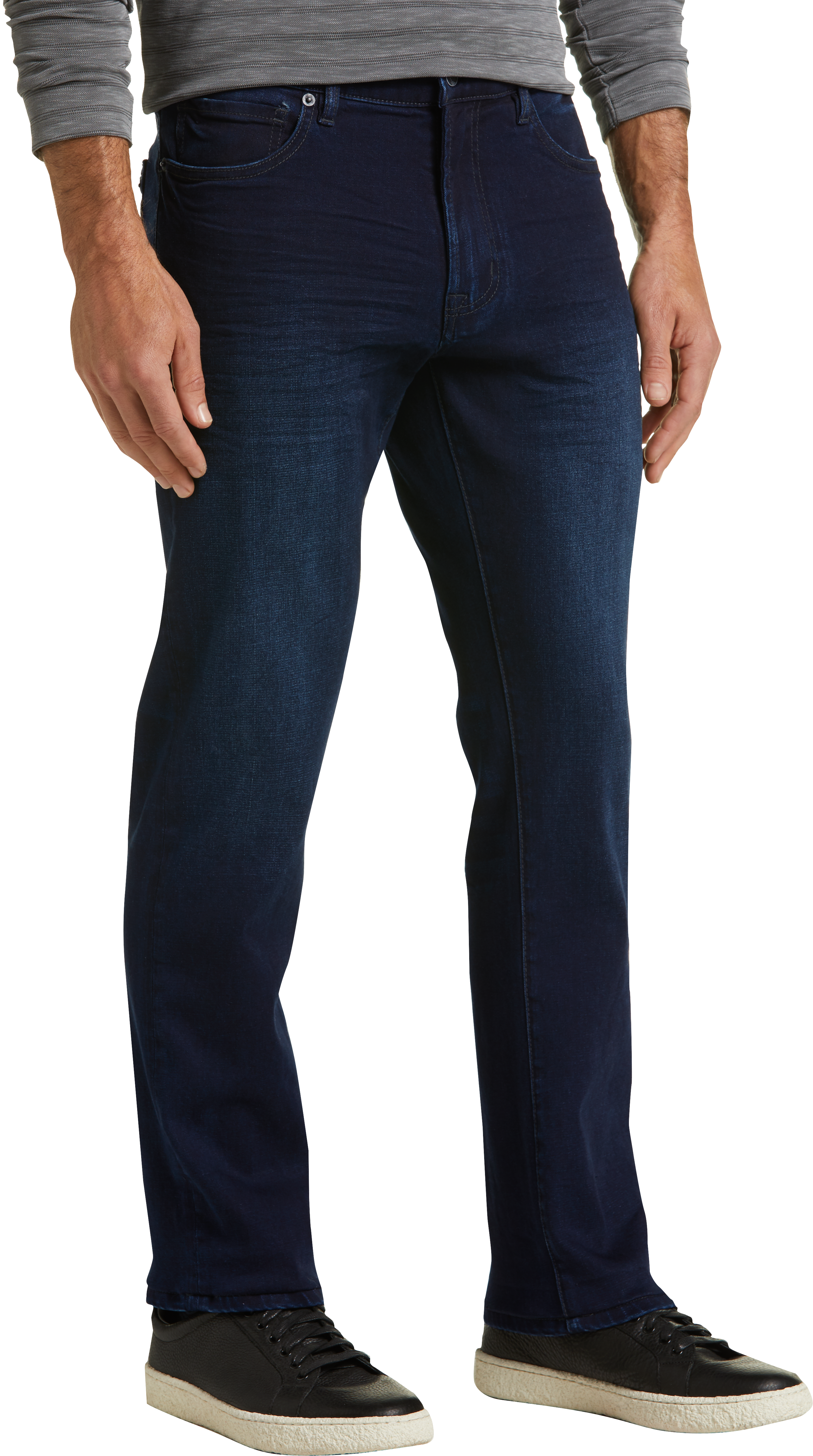 mens dark blue straight jeans